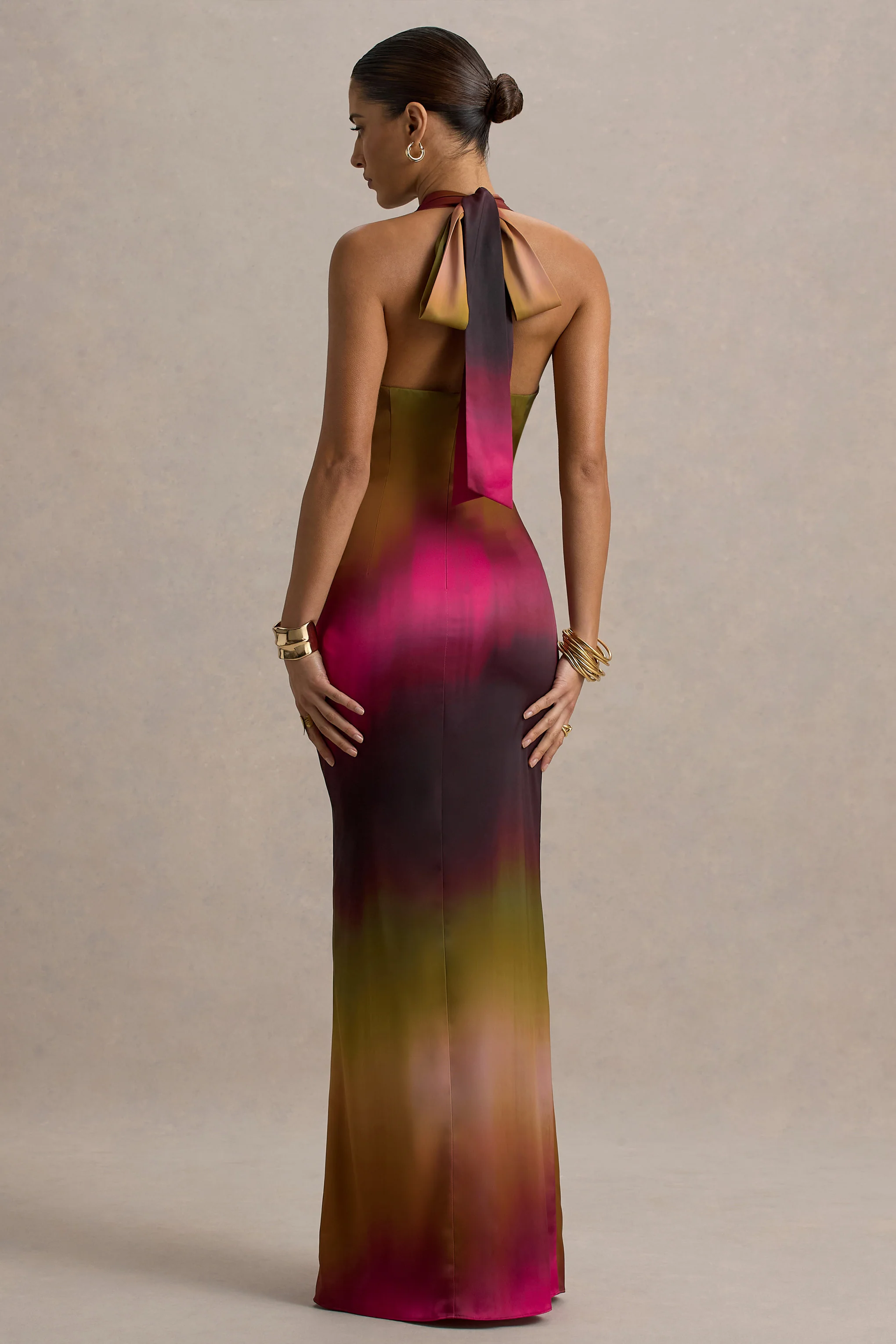 Fiorella | Ombre Print Cowl-Neck Split Maxi Dress - Image 2