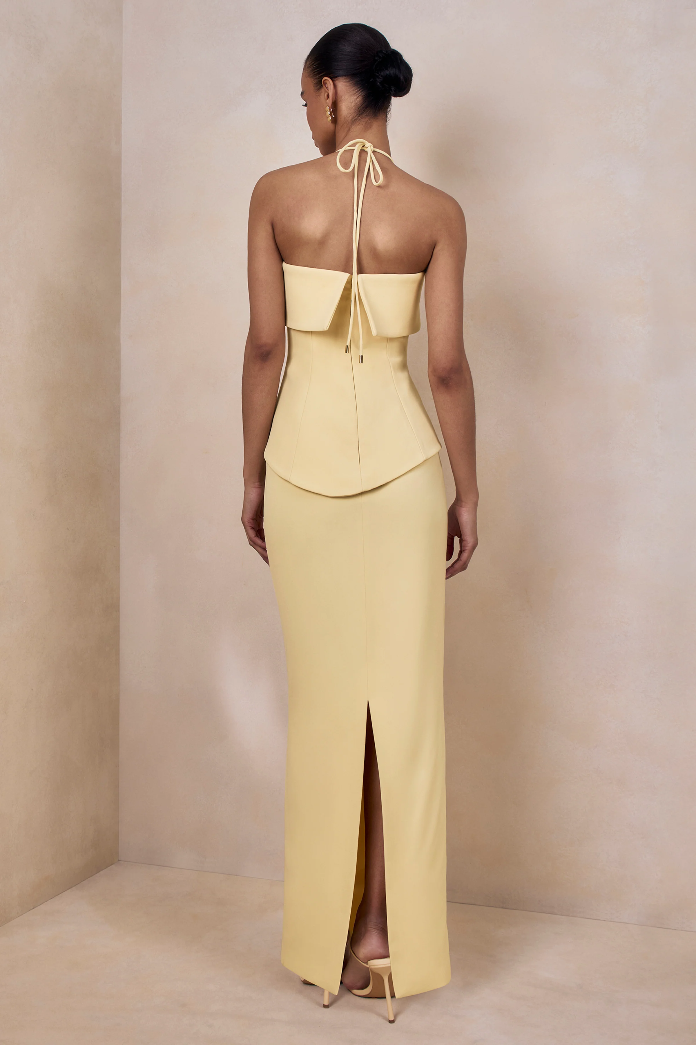 Fran | Lemon Square-Neck Corset Maxi Dress - Image 3