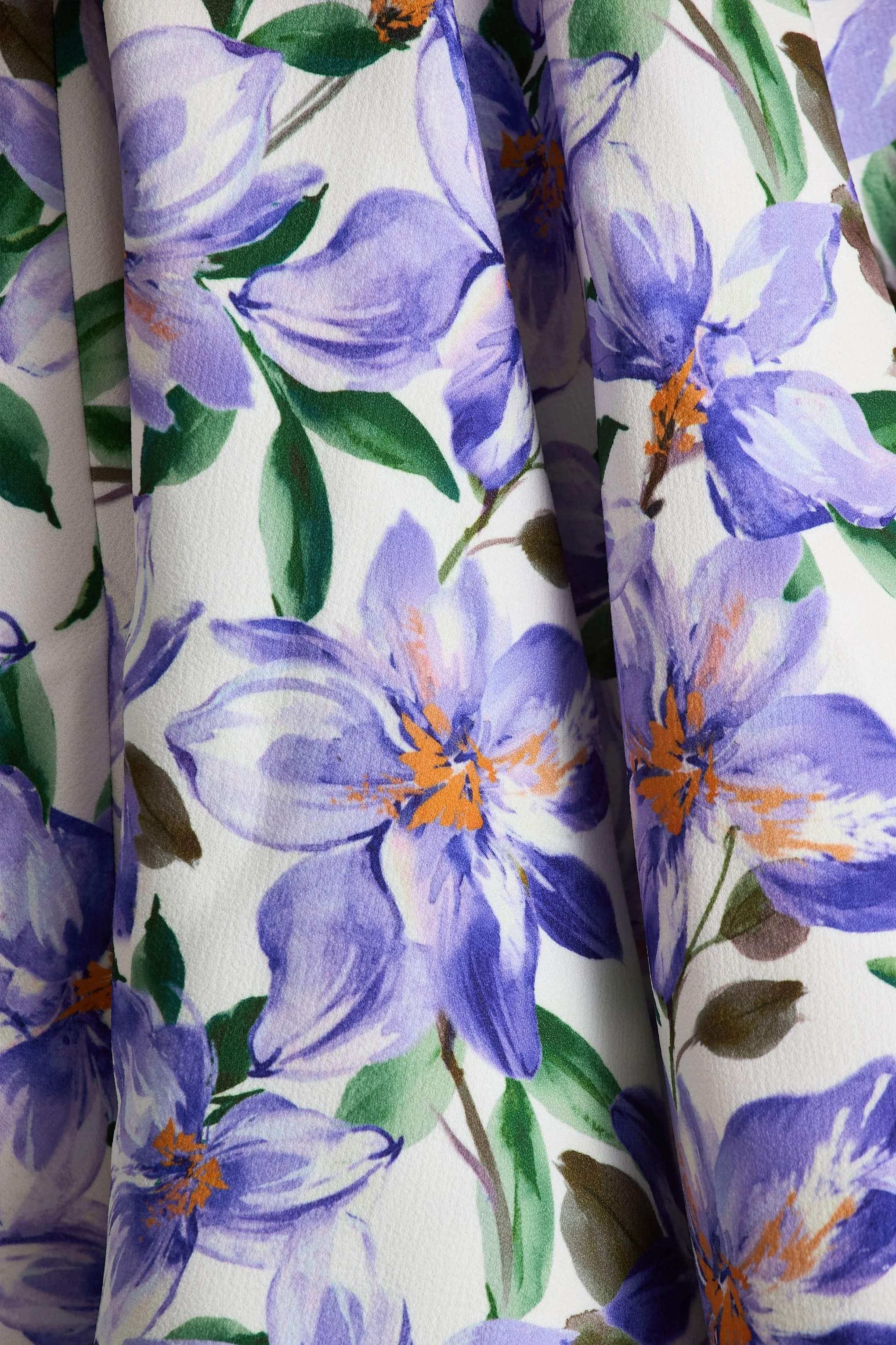 Gabrielle | Purple Lily Print Boat-Neck Skater Mini Dress - Image 7