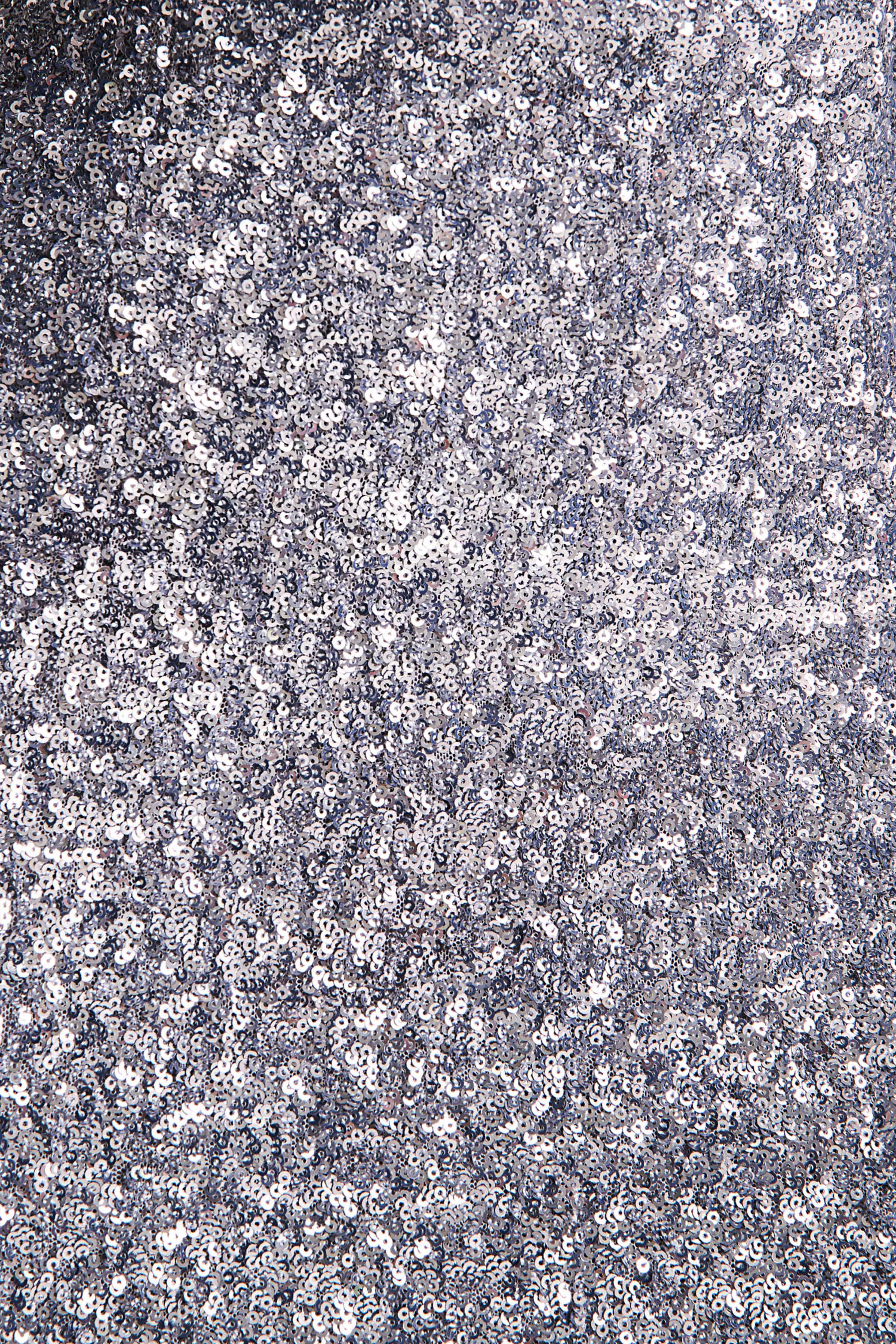 Galaxy | Silver Sequin Turtle-Neck Long-Sleeve Maxi Dress - Image 7