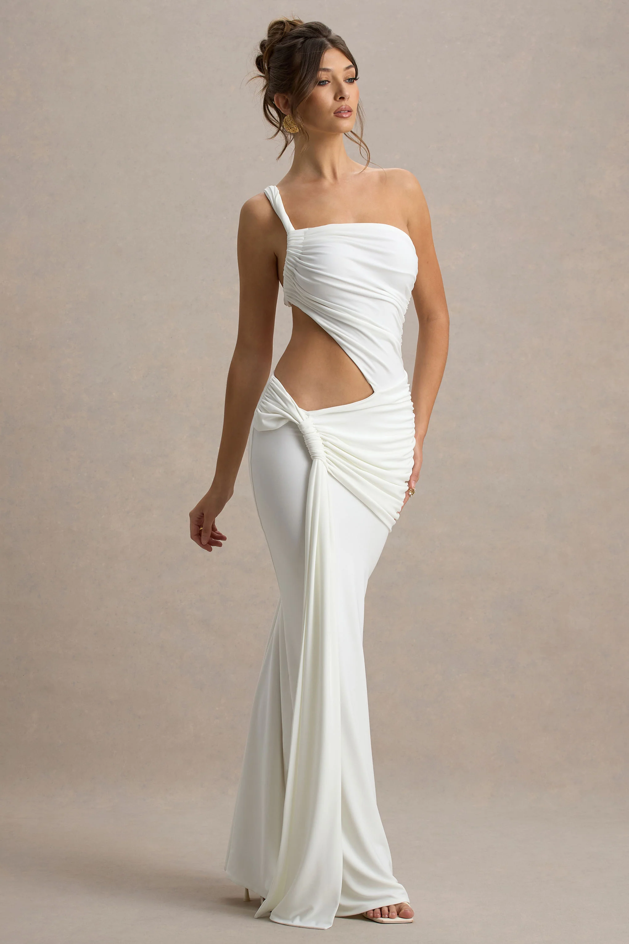 Giovanna | White Asymmetric Maxi Dress With Wrap Skirt - Image 5