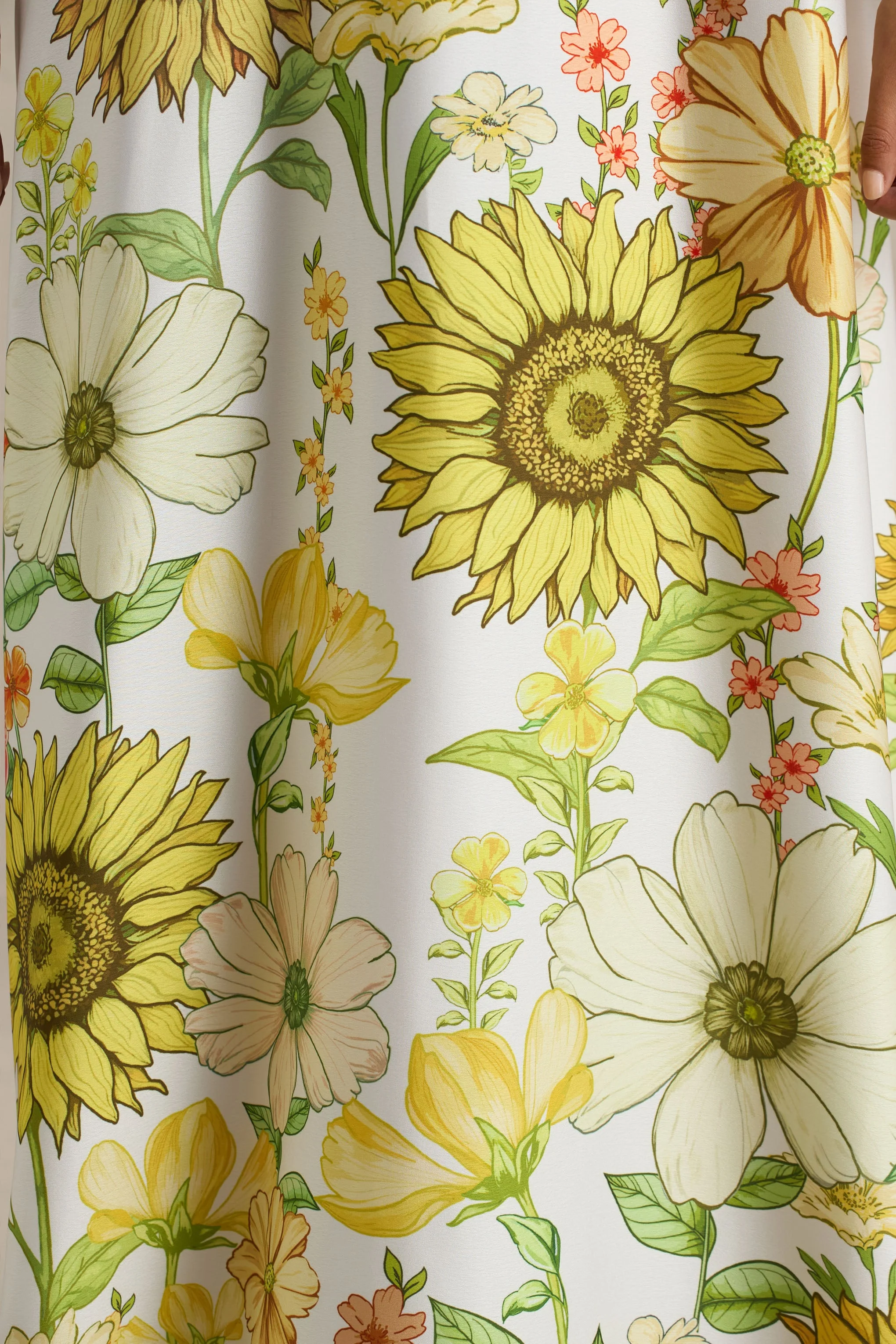 Glide | Sunflower Print Satin High-Neck Slip Maxi Dress - Image 8