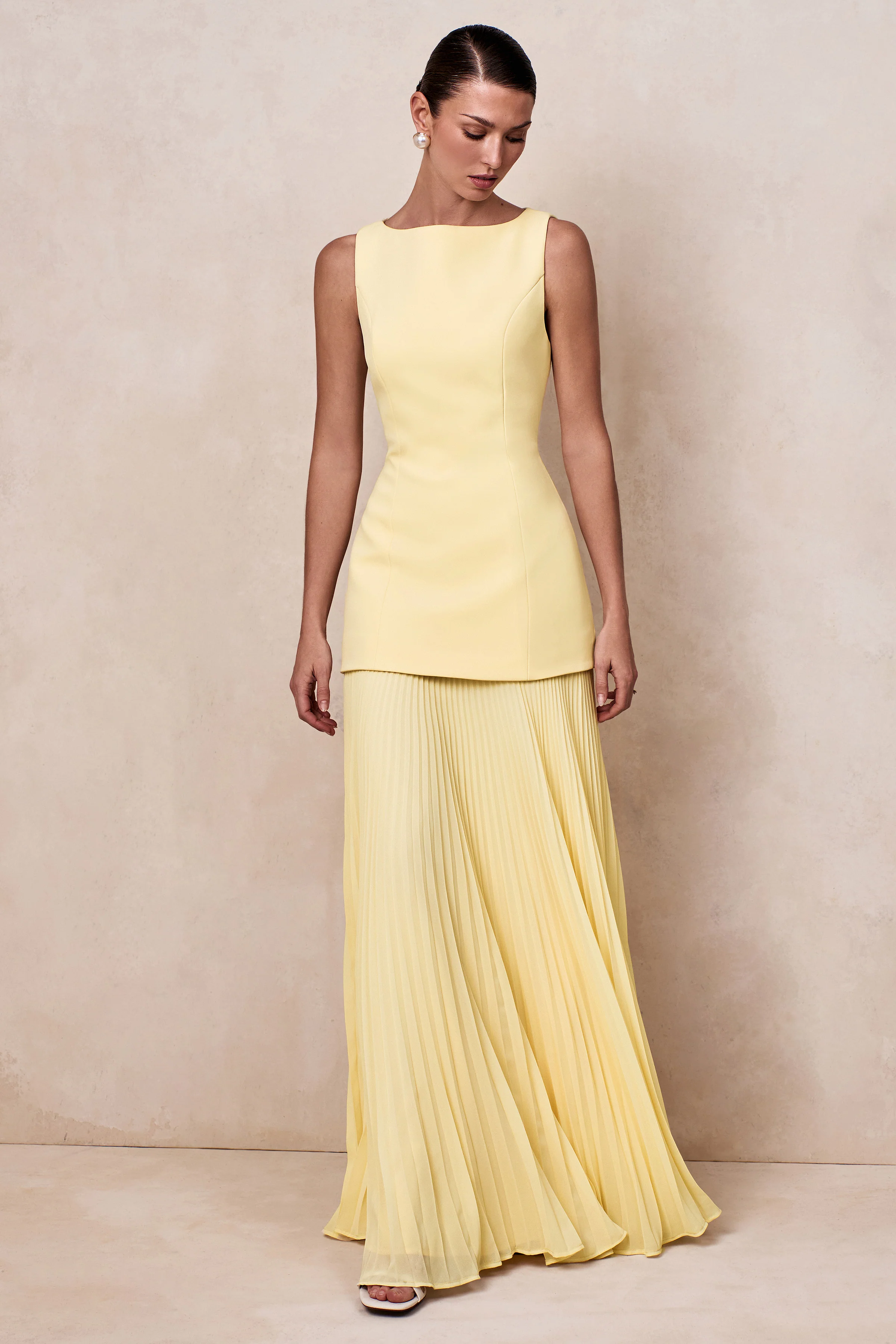 Hadley | Lemon Boat-Neck Maxi Dress With Drop-Waist - Image 6