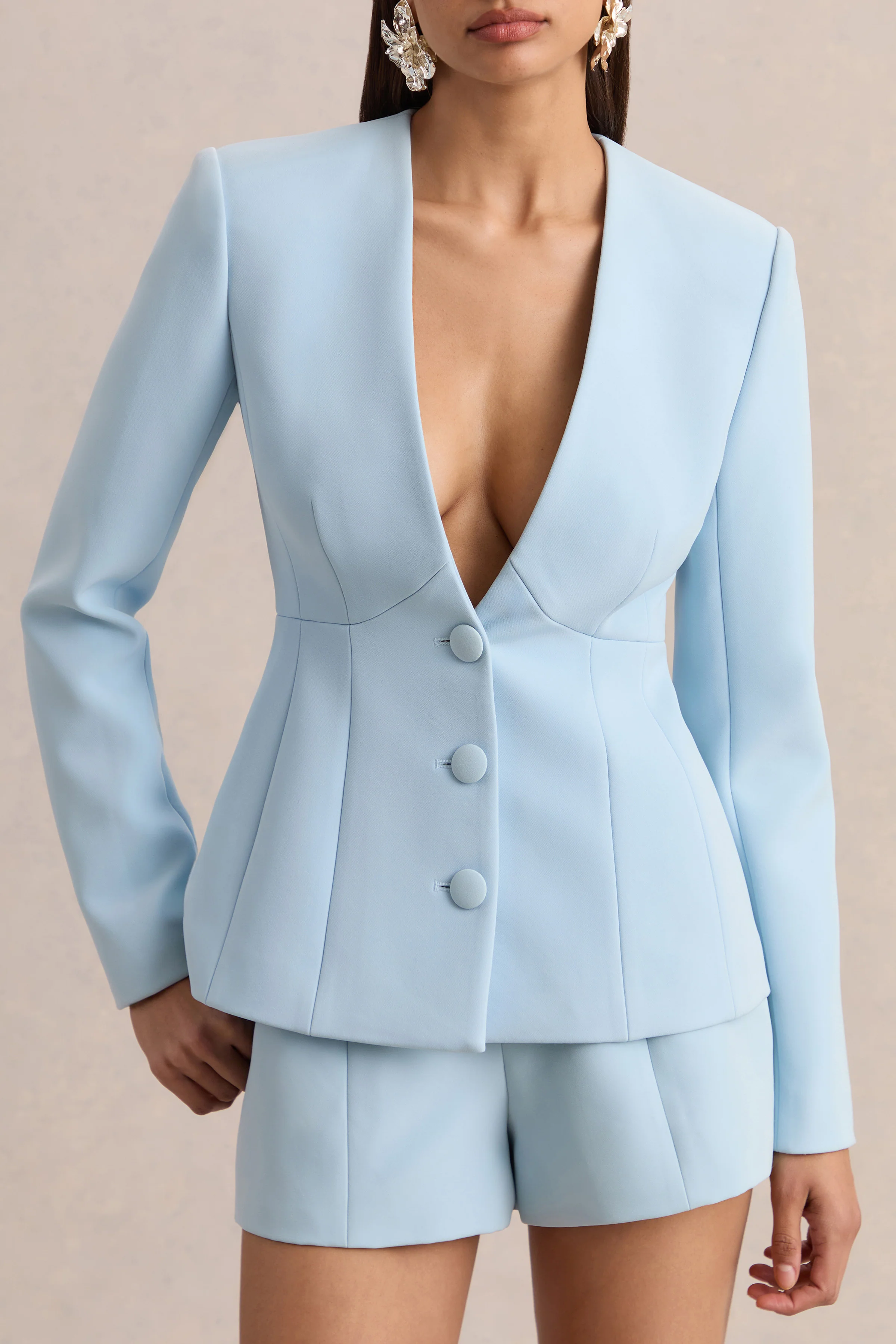 Hala | Light Blue Tailored Shorts - Image 9