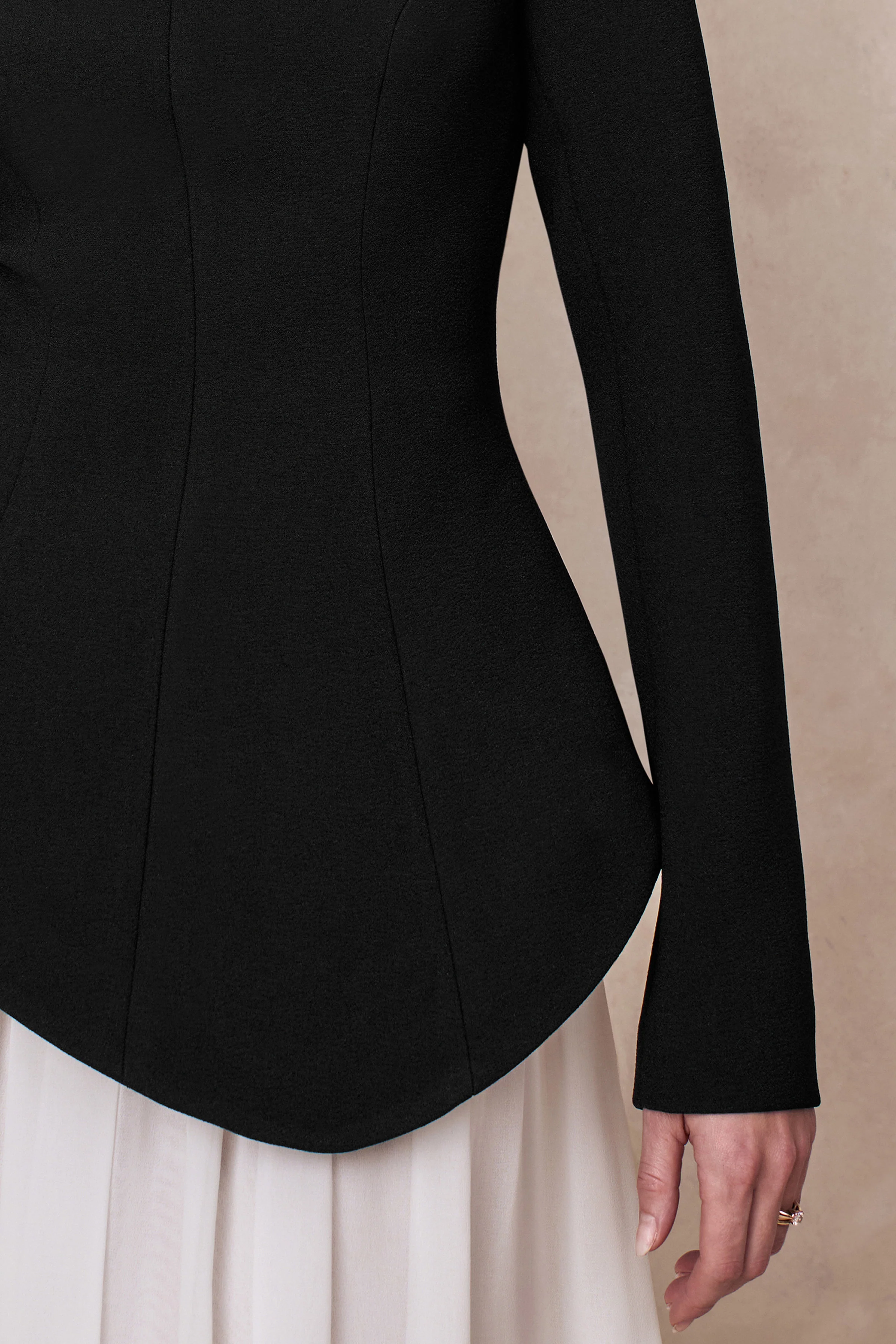 Halma | Black & White High-Neck Maxi Dress With Drop-Waist - Image 7