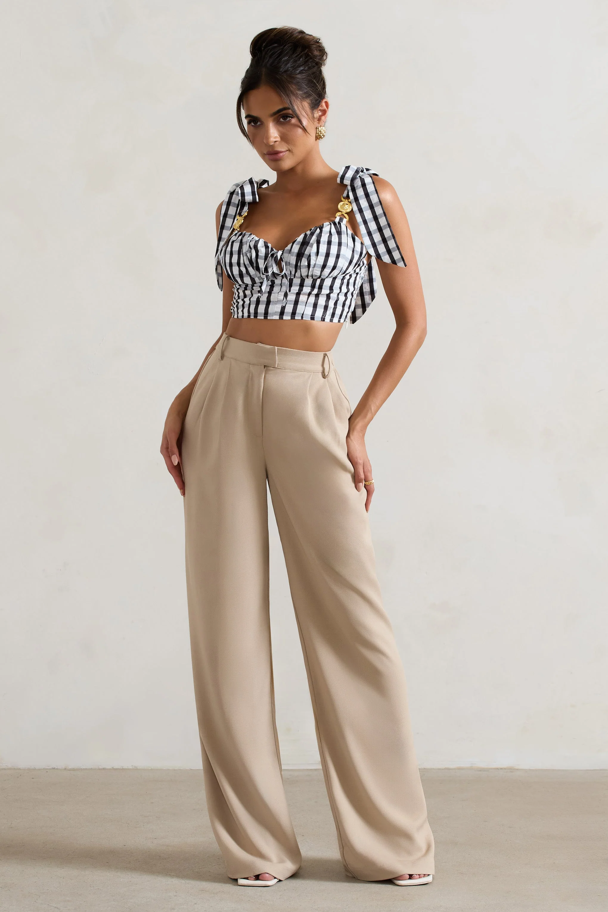 Hastings | Stone High-Waist Wide-Leg Trousers - Image 6