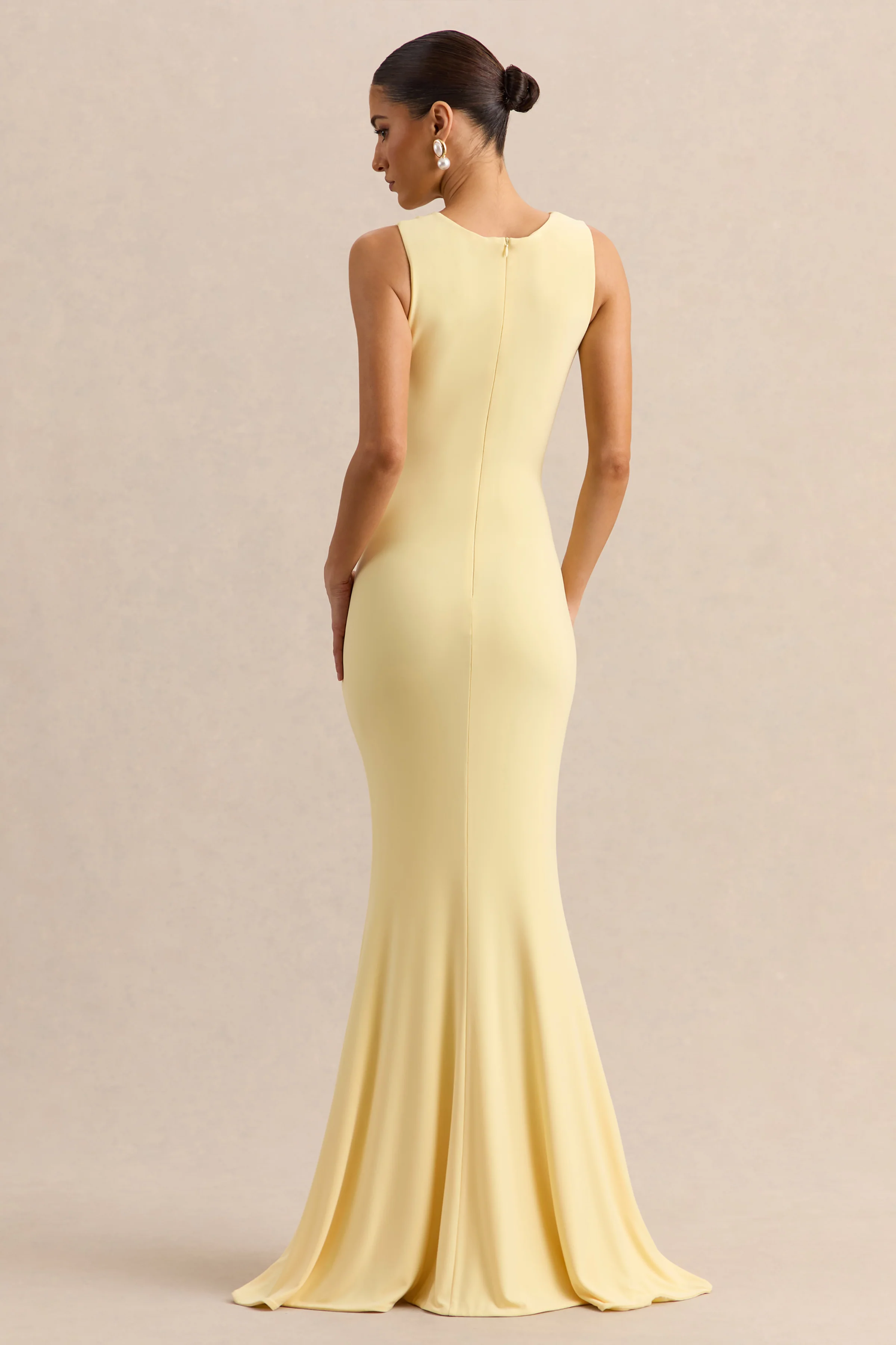 Holly | Lemon Plunge-Neck Maxi Dress With Twist-Detail - Image 2
