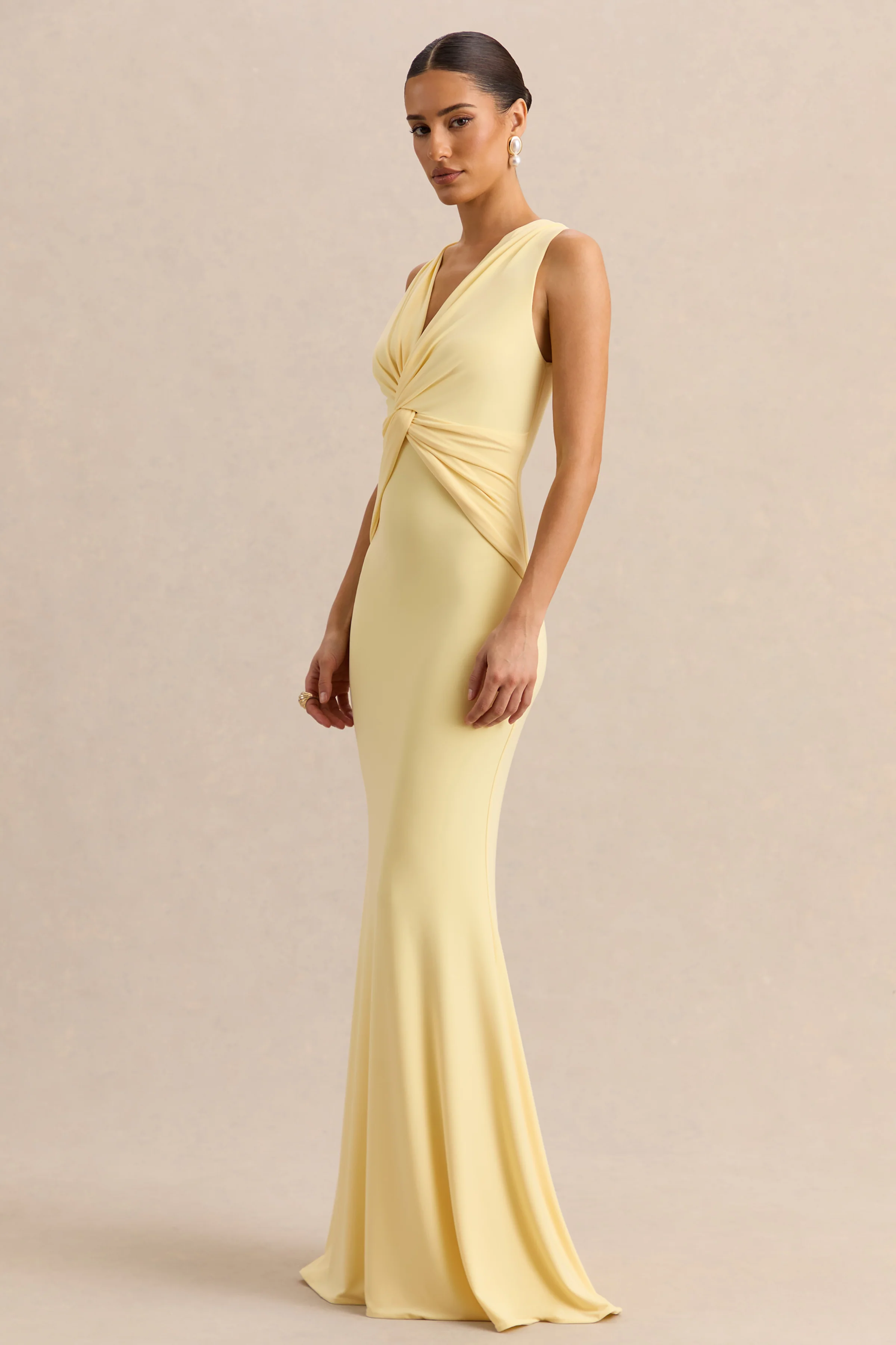 Holly | Lemon Plunge-Neck Maxi Dress With Twist-Detail - Image 7