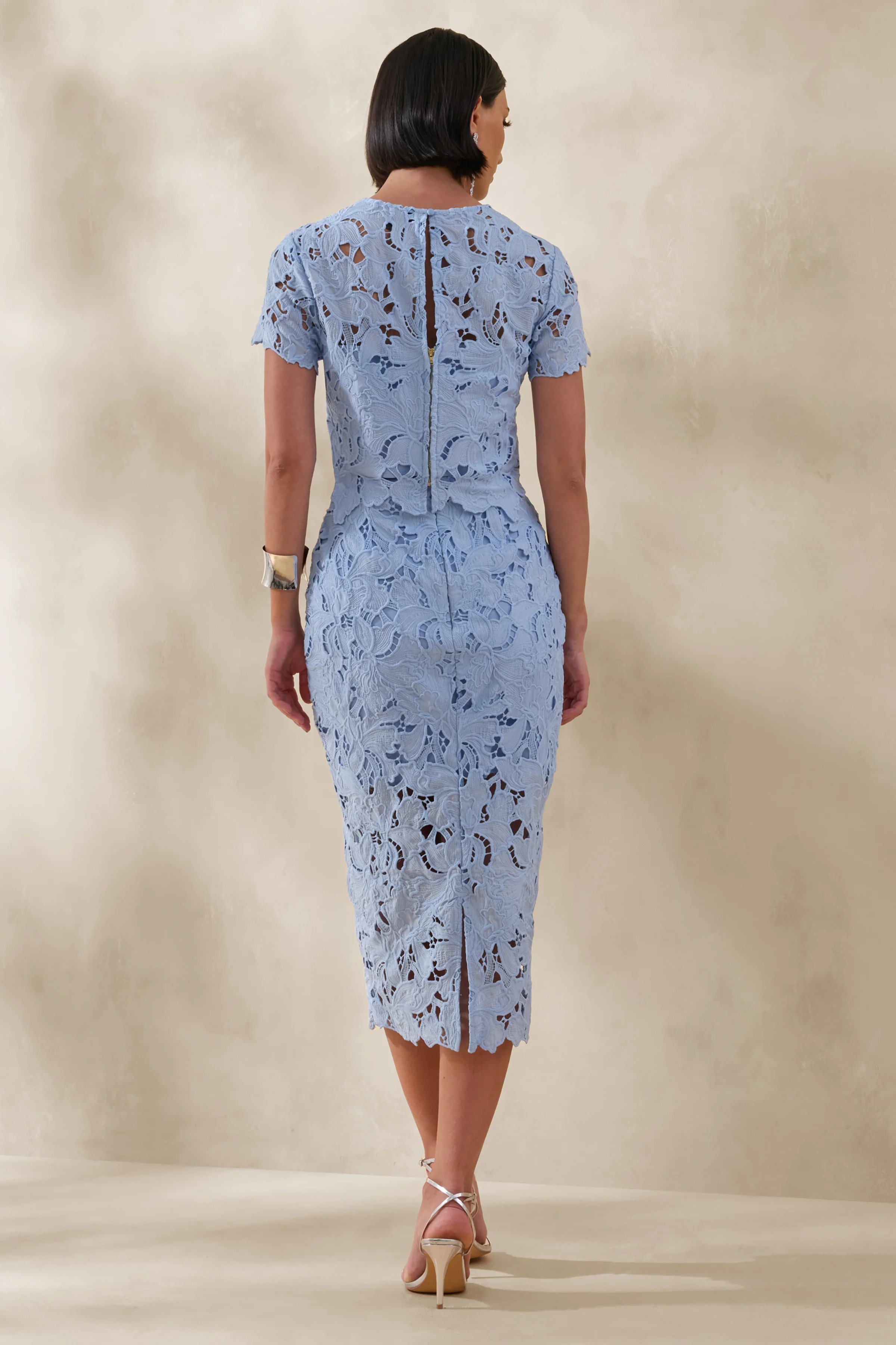 Ina | Powder Blue Lace Crew-Neck Crop-Top - Image 4