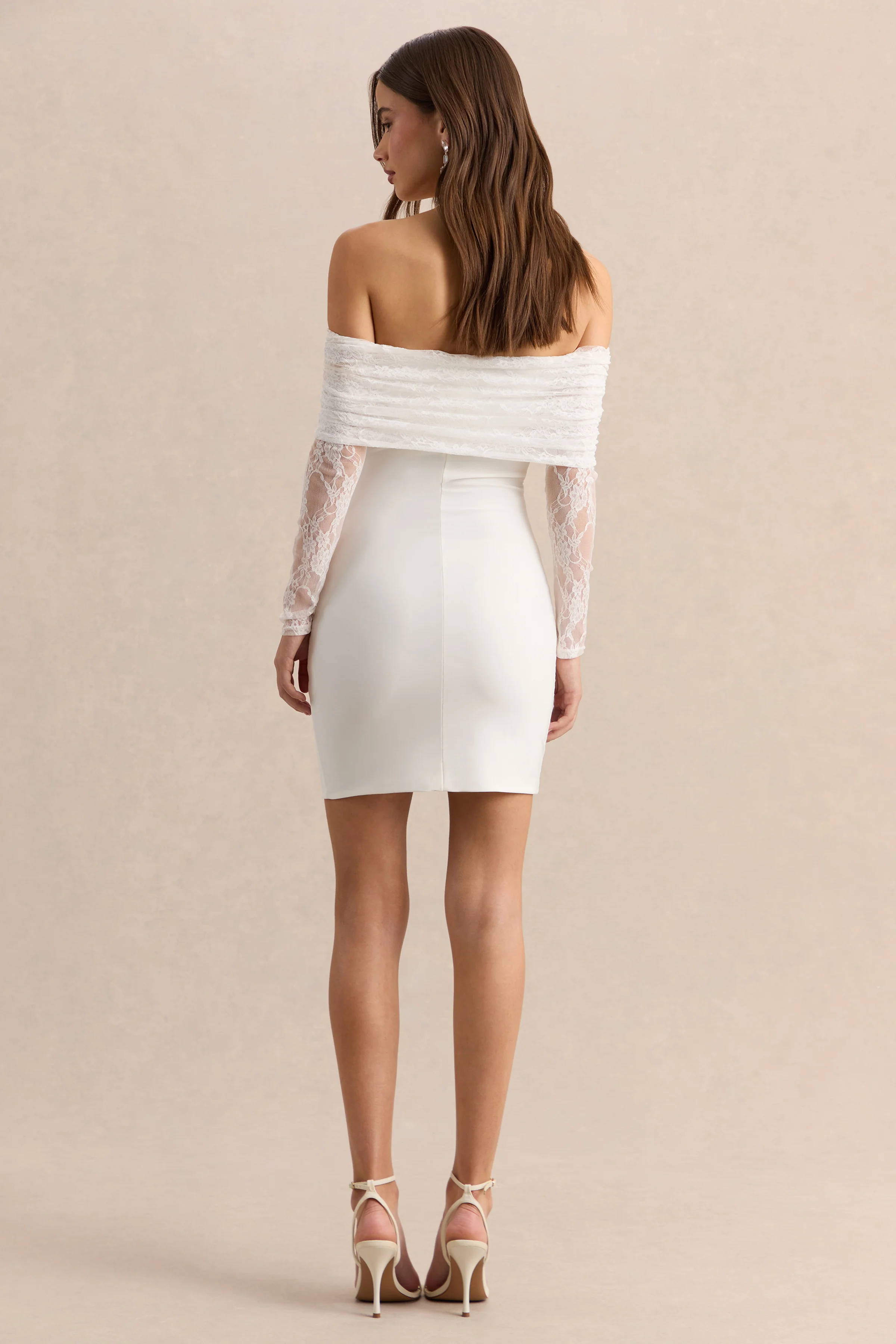 Incantelle | White Bardot-Neck Mini Dress - Image 3