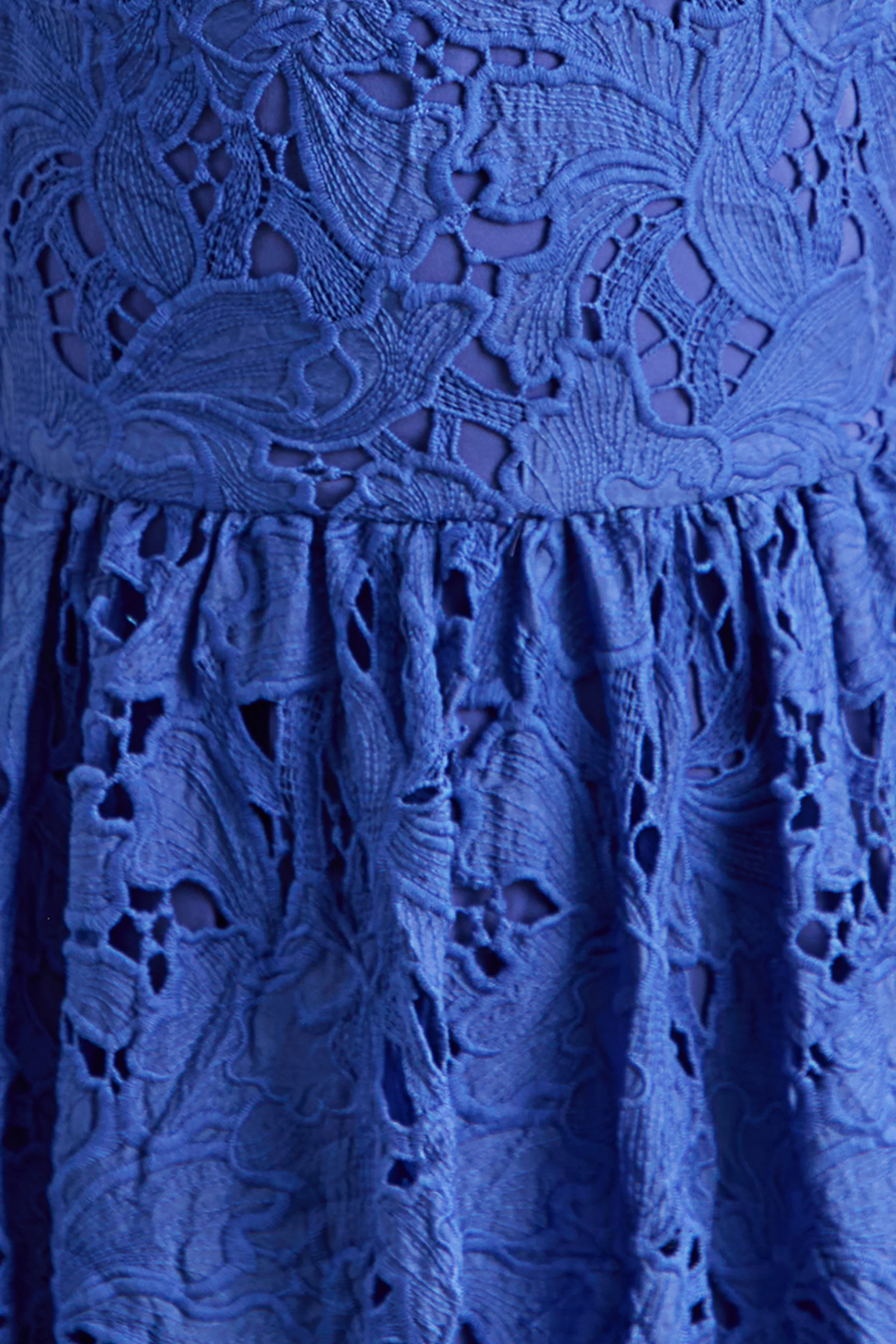 Indiana | Dark Blue Broderie Halter-Neck Maxi Dress - Image 7
