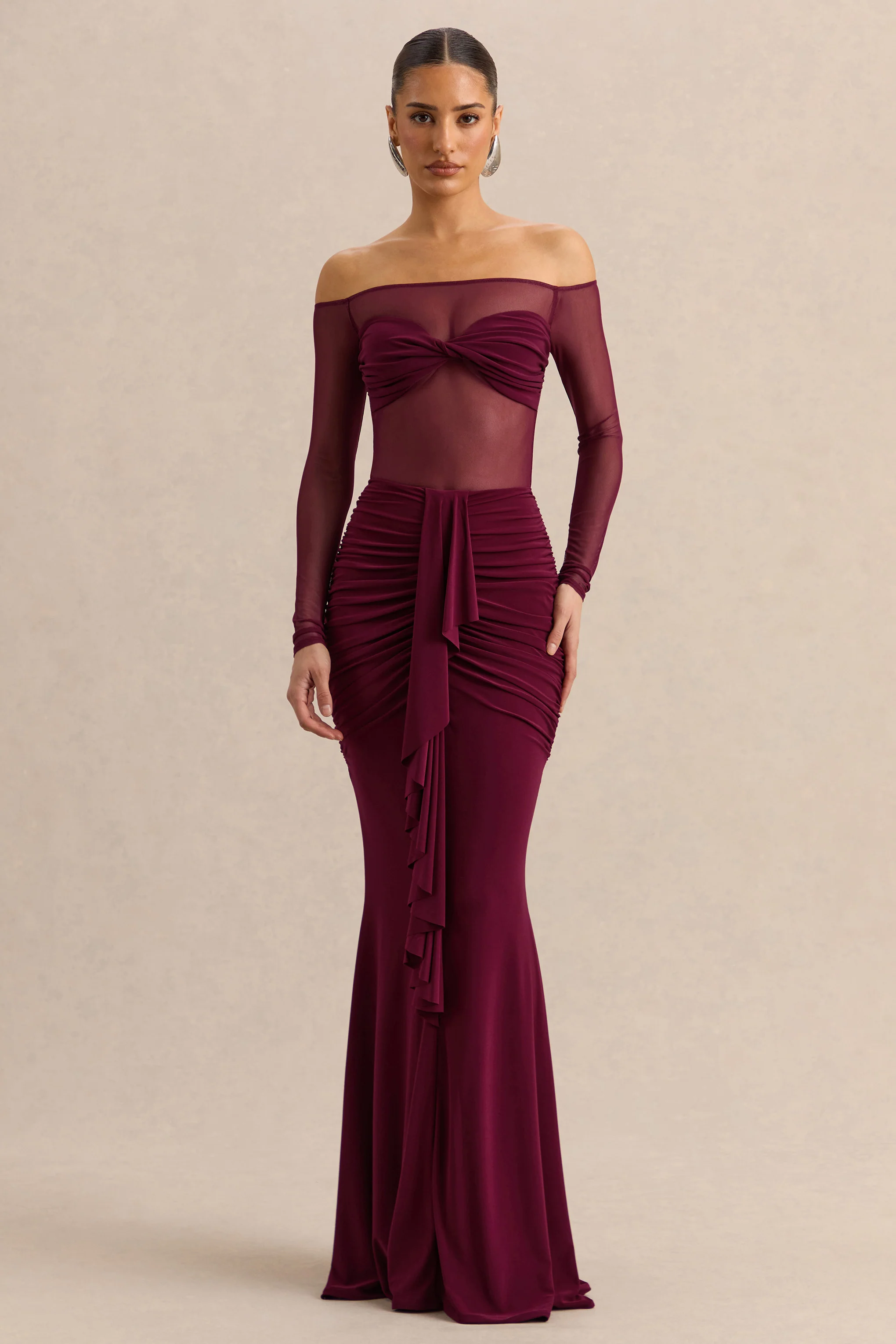 Iskra | Burgundy Extreme Ruffled Maxi Skirt