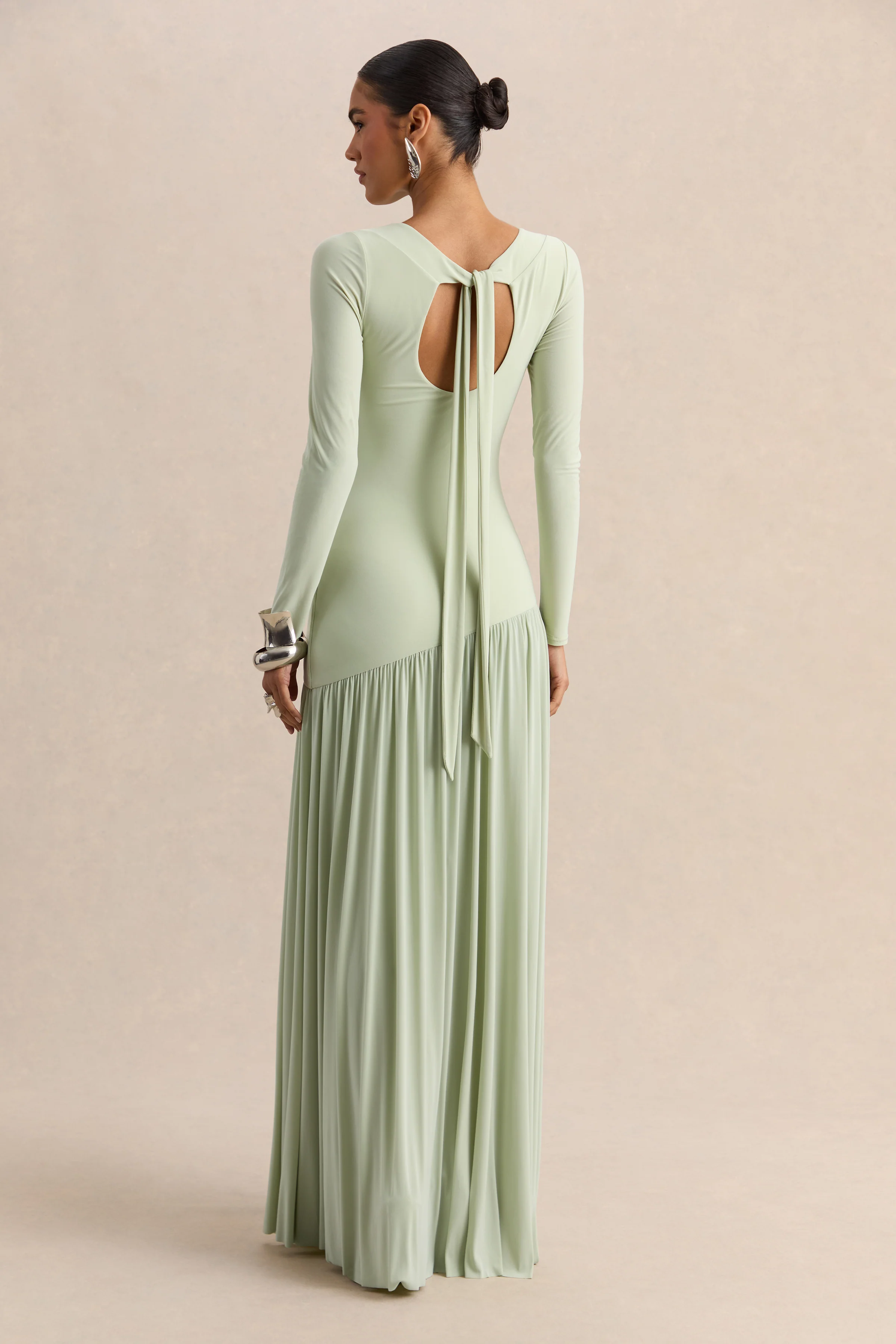 Jasira | Mint Crew-Neck Maxi Dress With Asymmetric Drop-Waist - Image 2