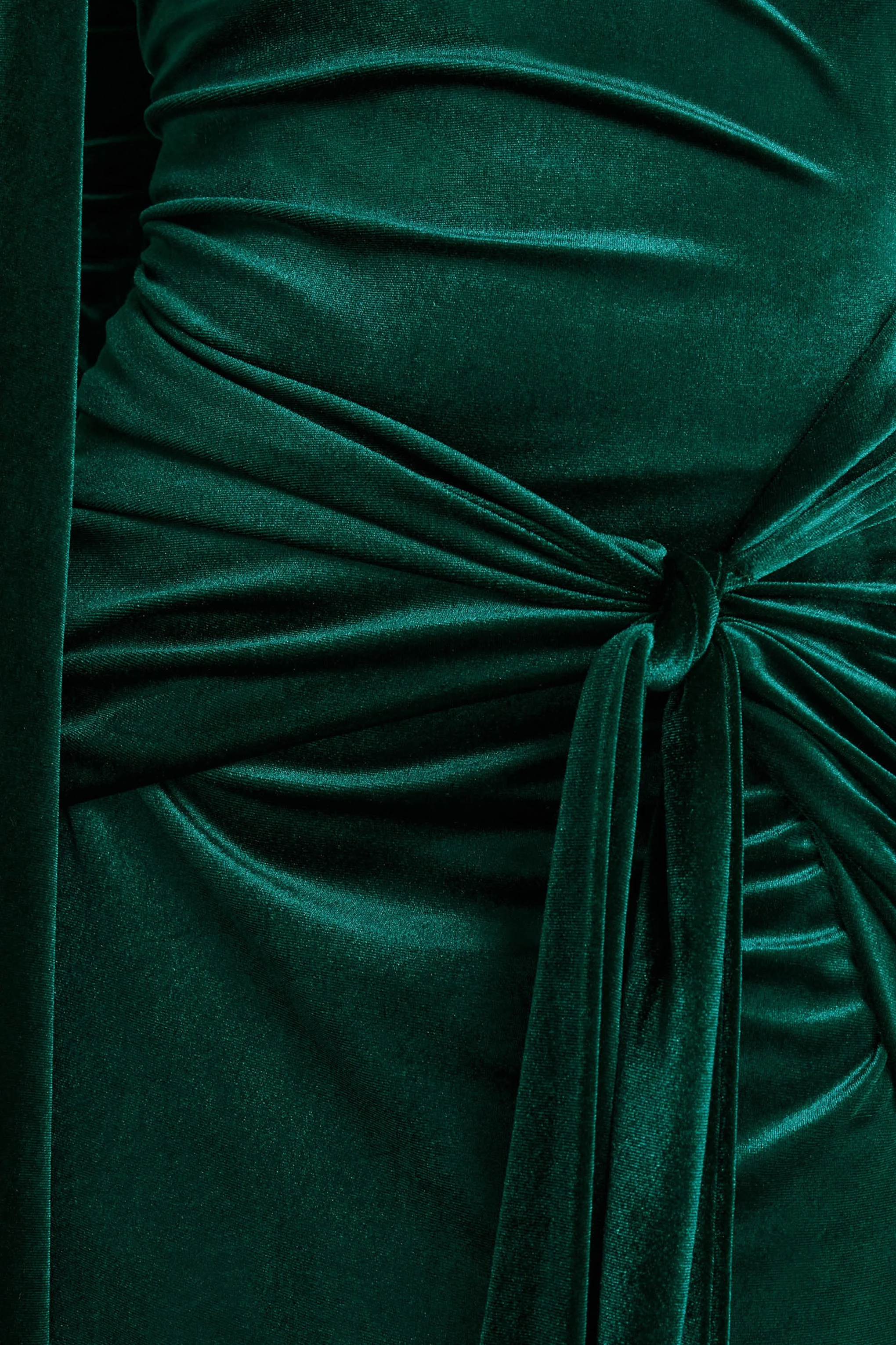 Jessara | Bottle Green Bardot-Neck Maxi Dress With Knot-Details - Image 6