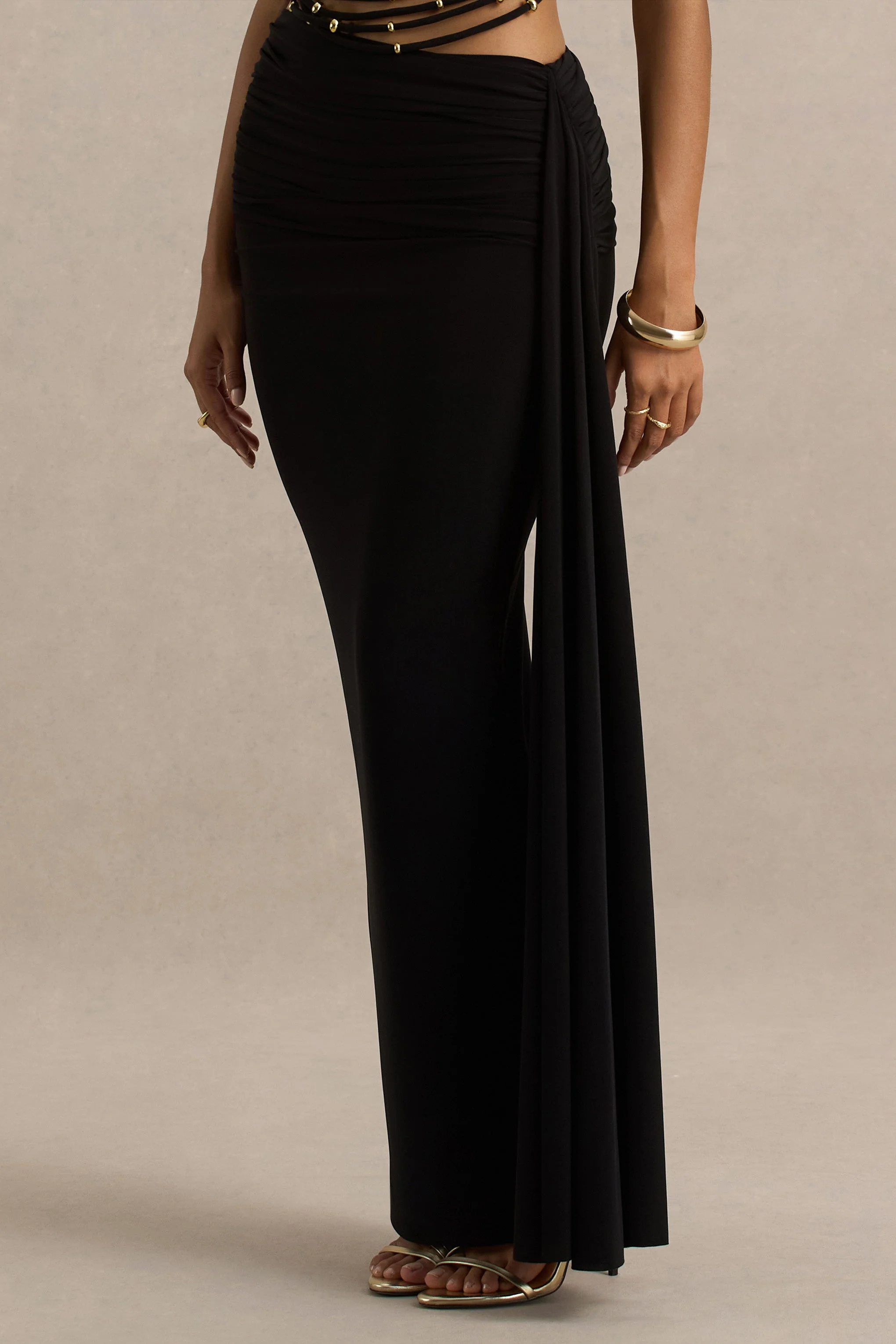 Joi | Black Maxi Skirt With Sash Detail - Image 2