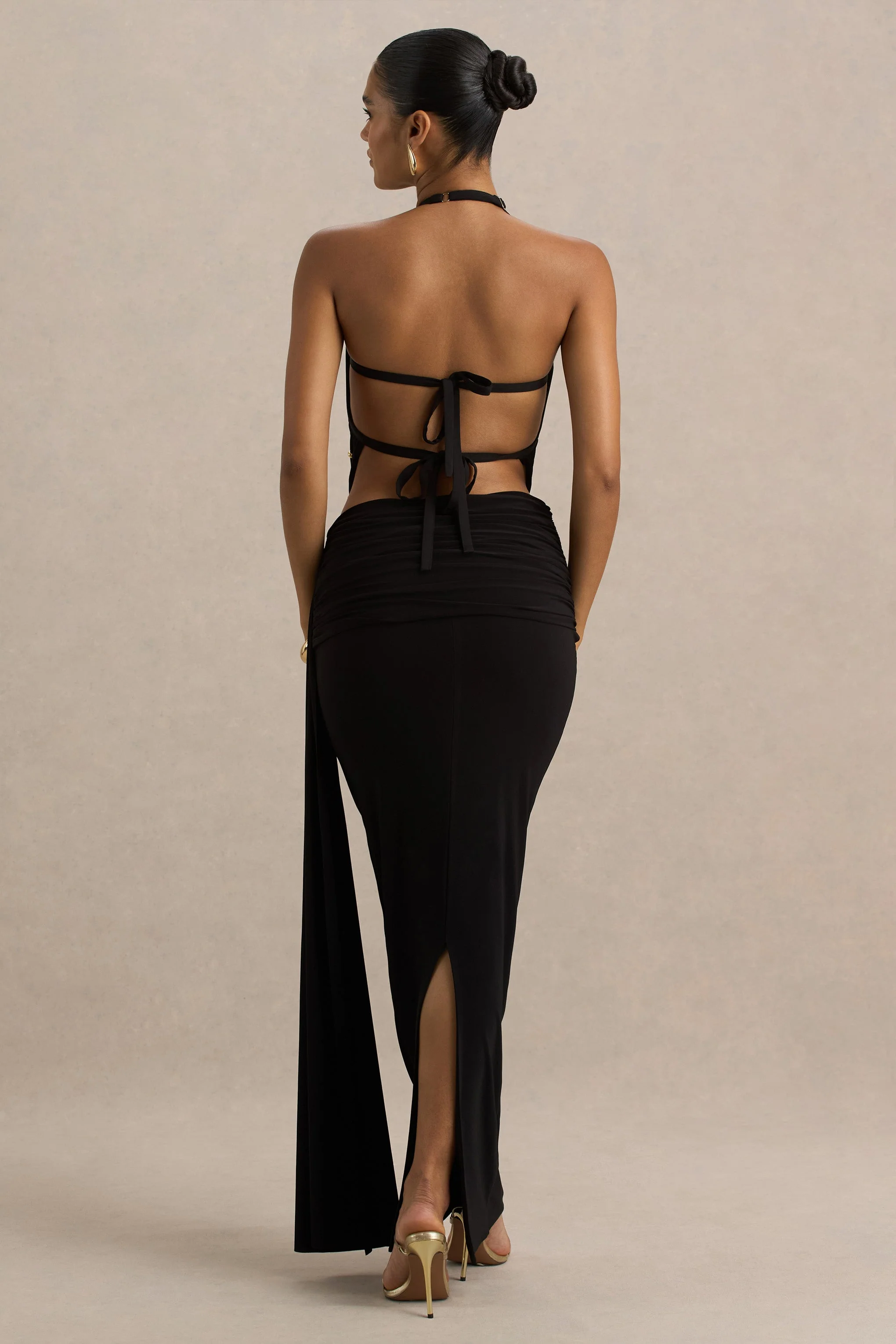 Joi | Black Maxi Skirt With Sash Detail - Image 4