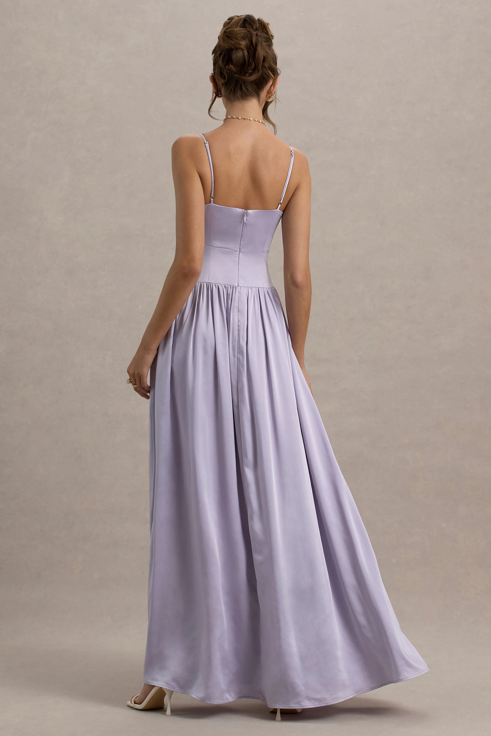 Jonas | Lilac Plunge-Neck Maxi Dress With Cami Straps - Image 2