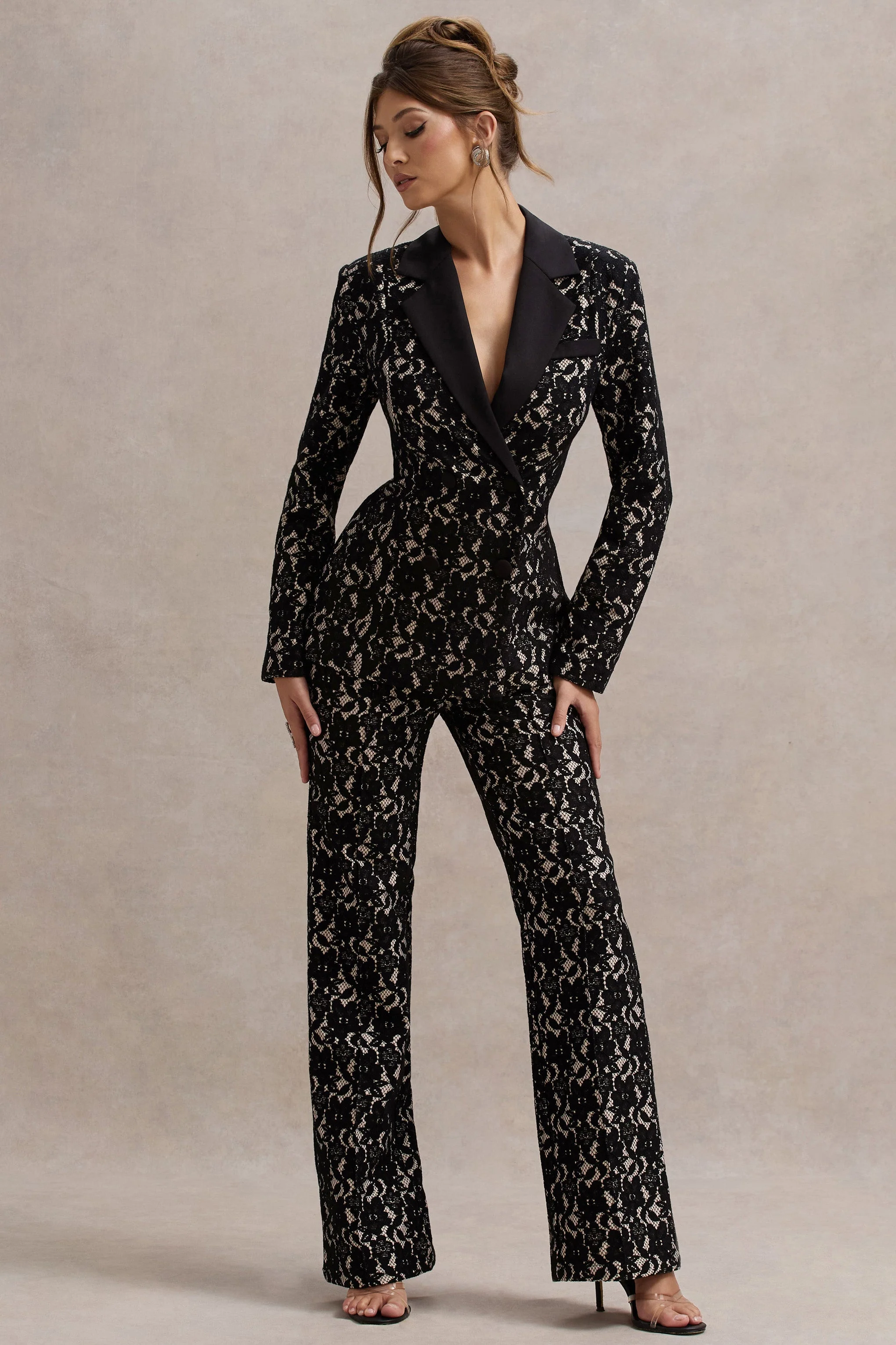 Jordanne | Black Lace Flared-Leg Trousers - Image 5