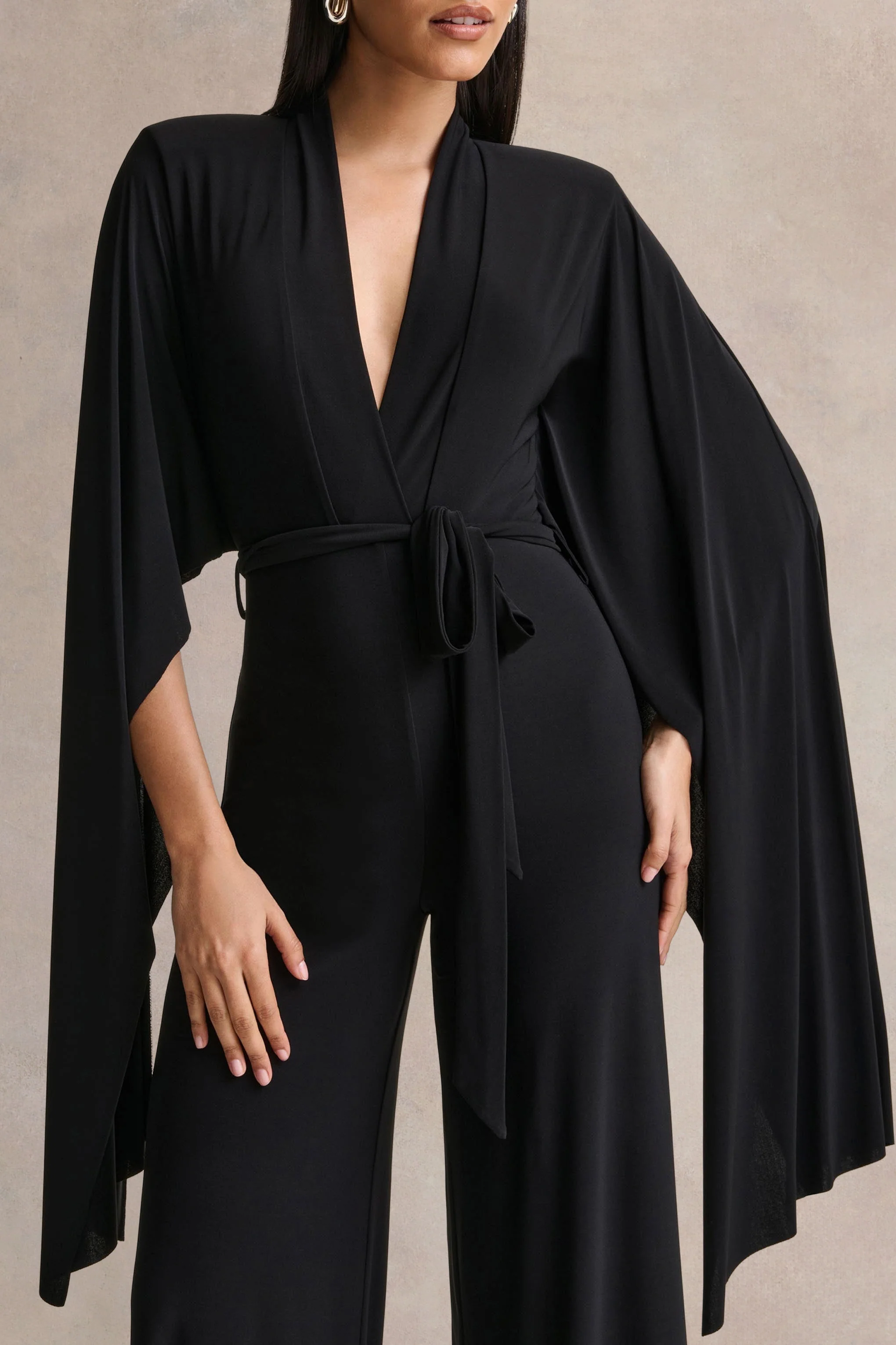 Laurina | Black Plunge-Neck Jumpsuit - Image 3