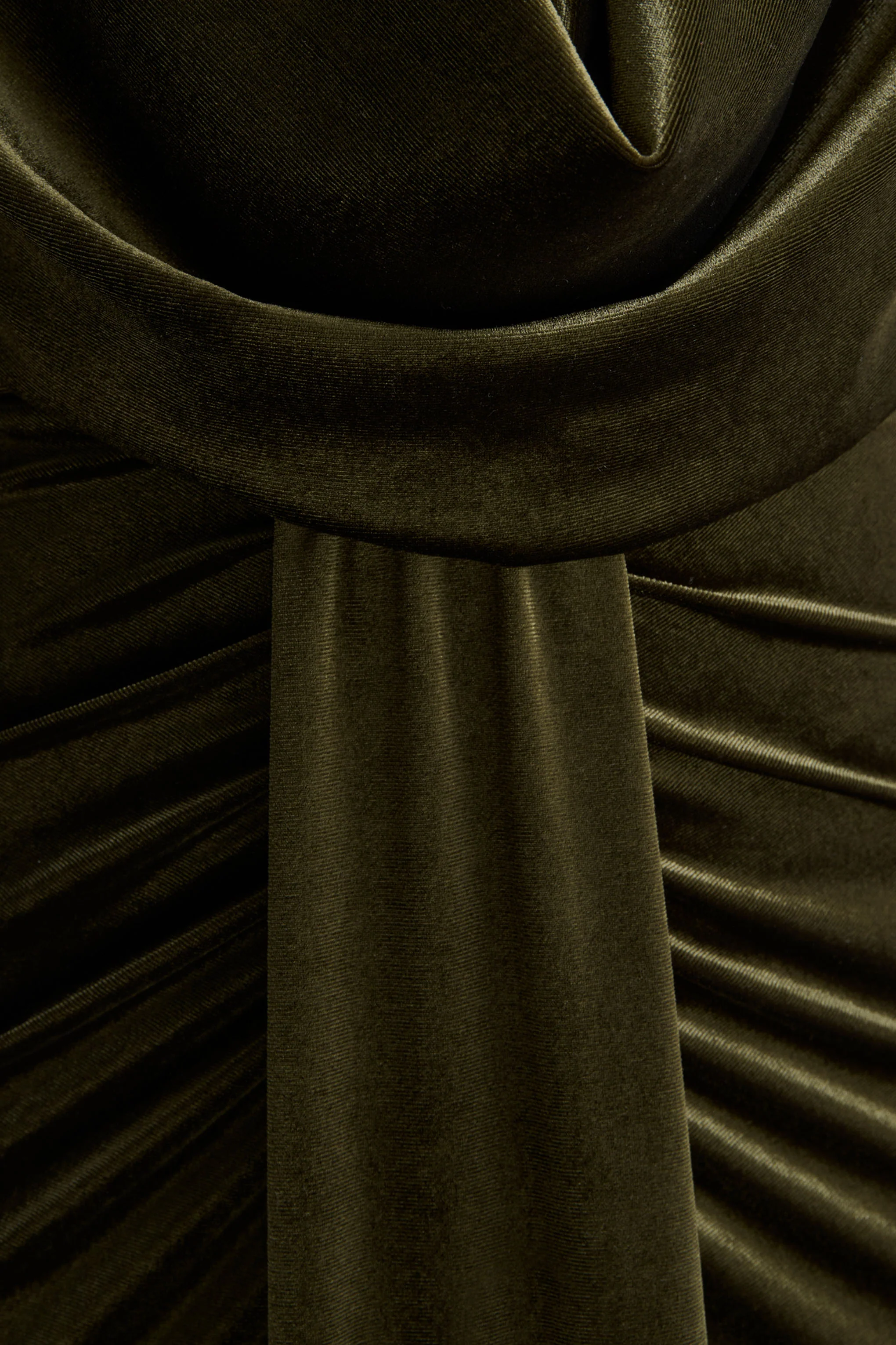 Lavernia | Olive Velvet Halter-Neck Maxi Dress With Gathered-Detailing - Image 6