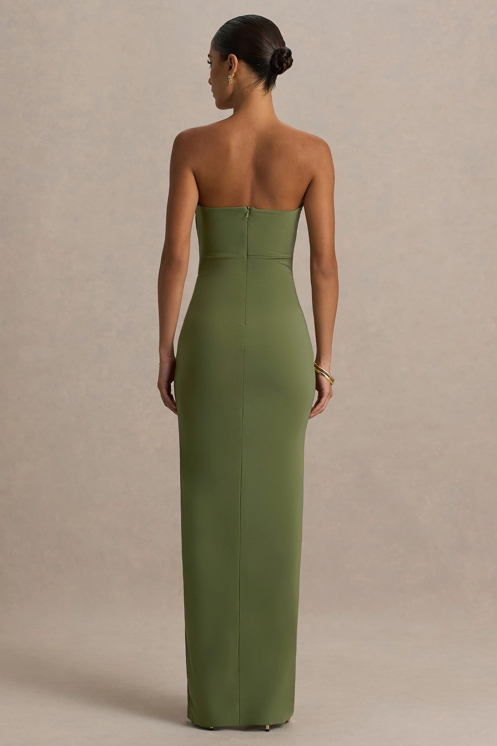 Laviza | Olive Strapless Cut-Out Wrap Maxi Dress - Image 2