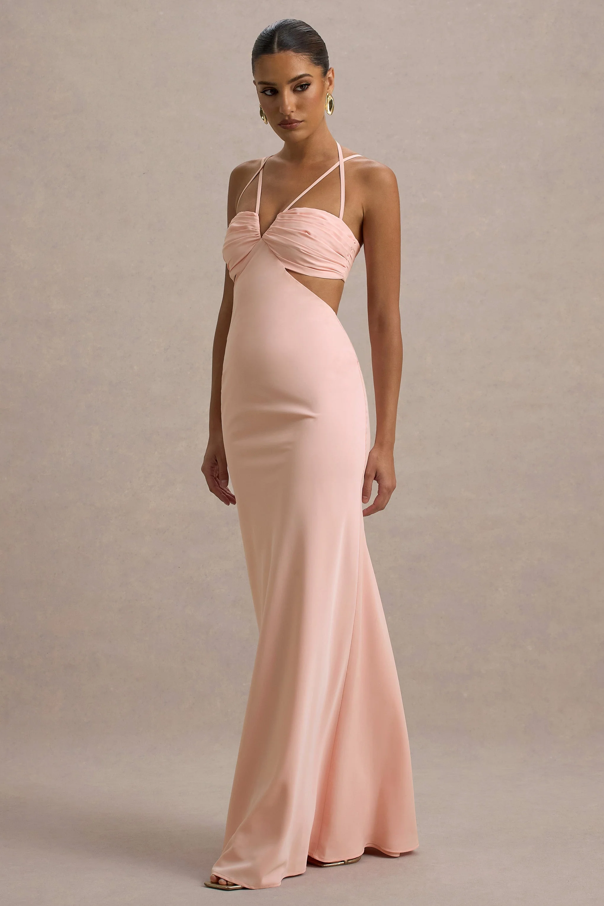Leandra | Pink Strappy Cut-Out Maxi Dress - Image 5