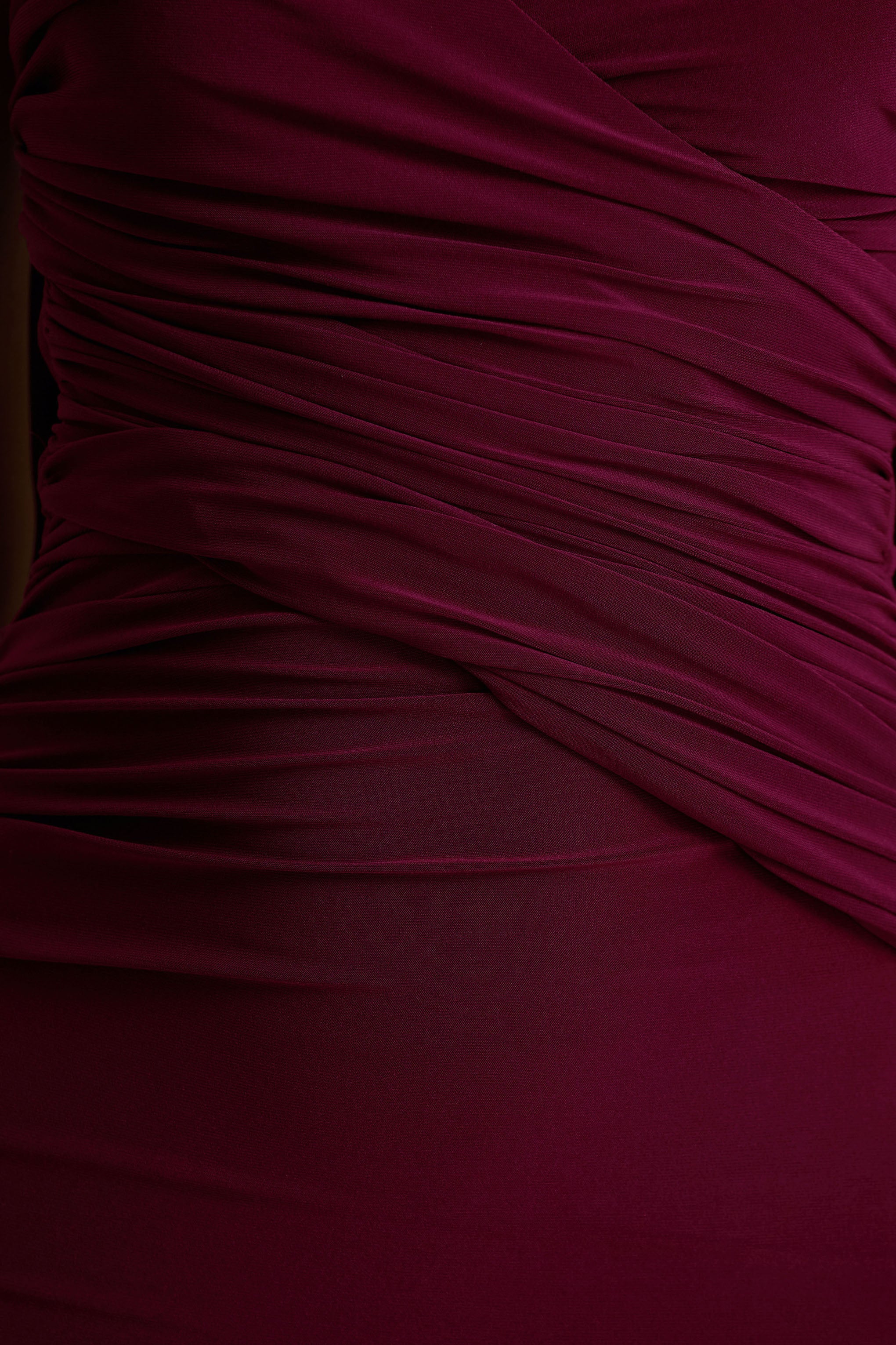 Leila | Burgundy Sweetheart Maxi Dress With Scarf - Image 6