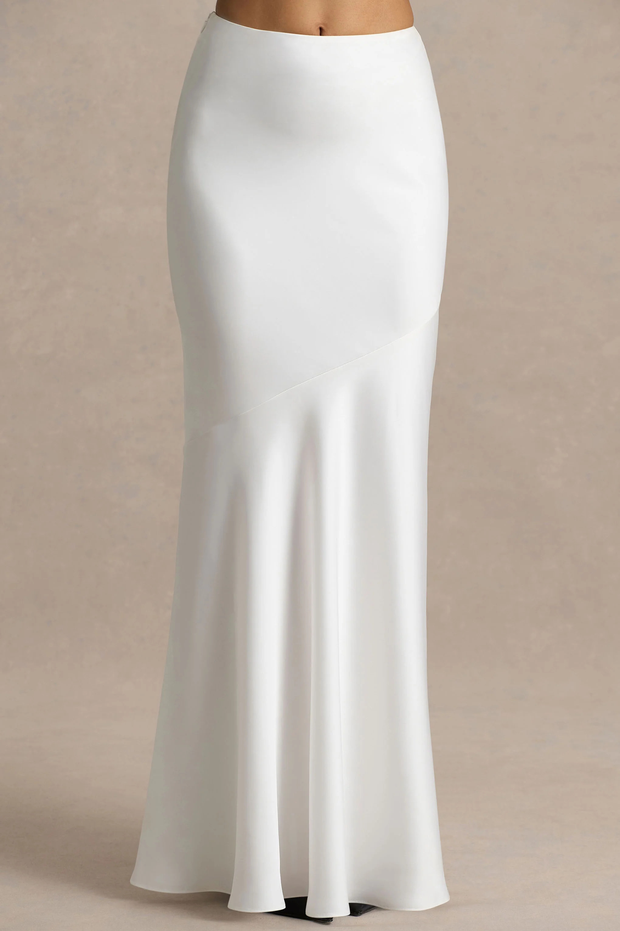 Lilah  | Cream Satin Maxi Skirt - Image 3