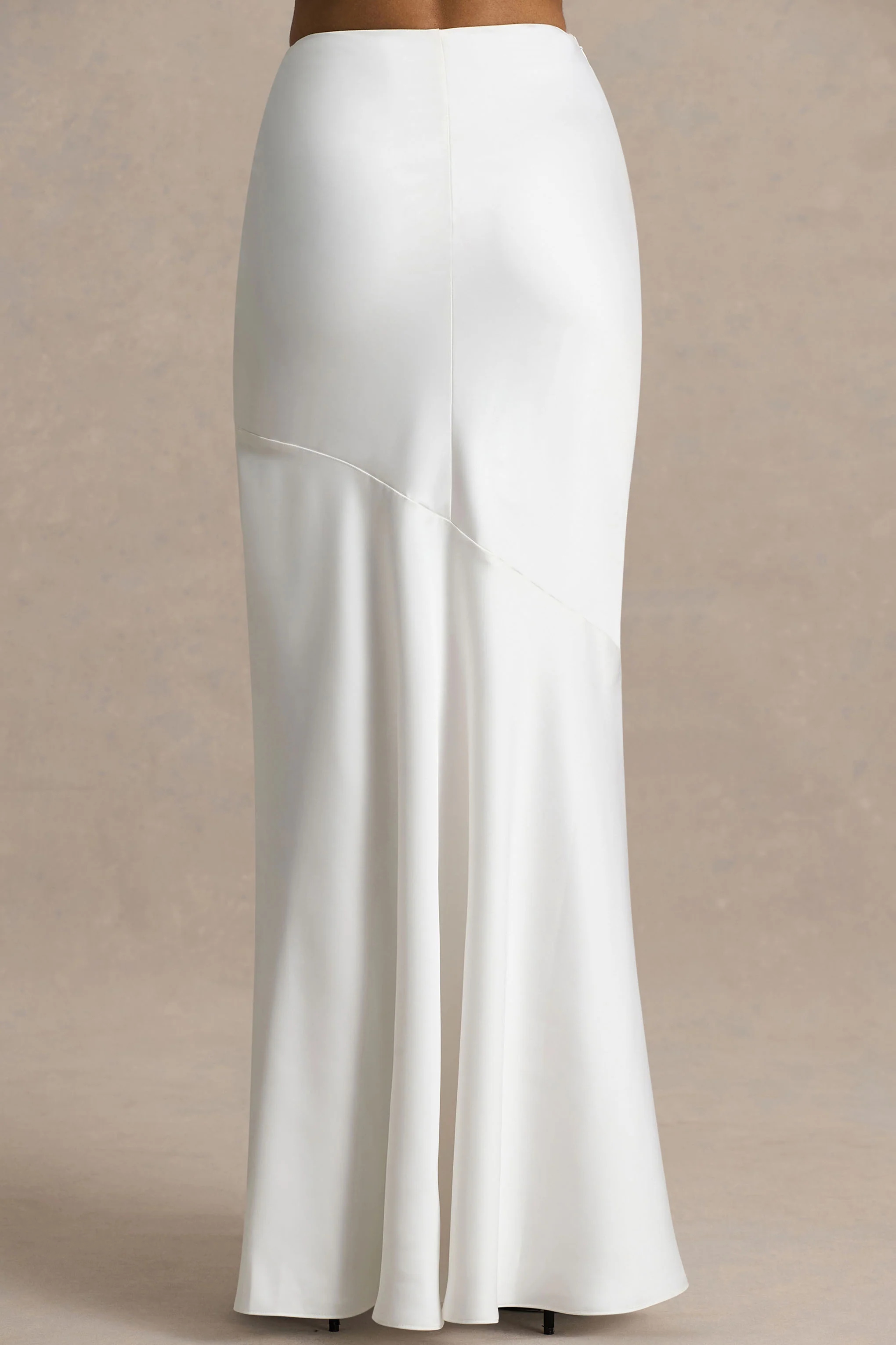 Lilah  | Cream Satin Maxi Skirt - Image 4
