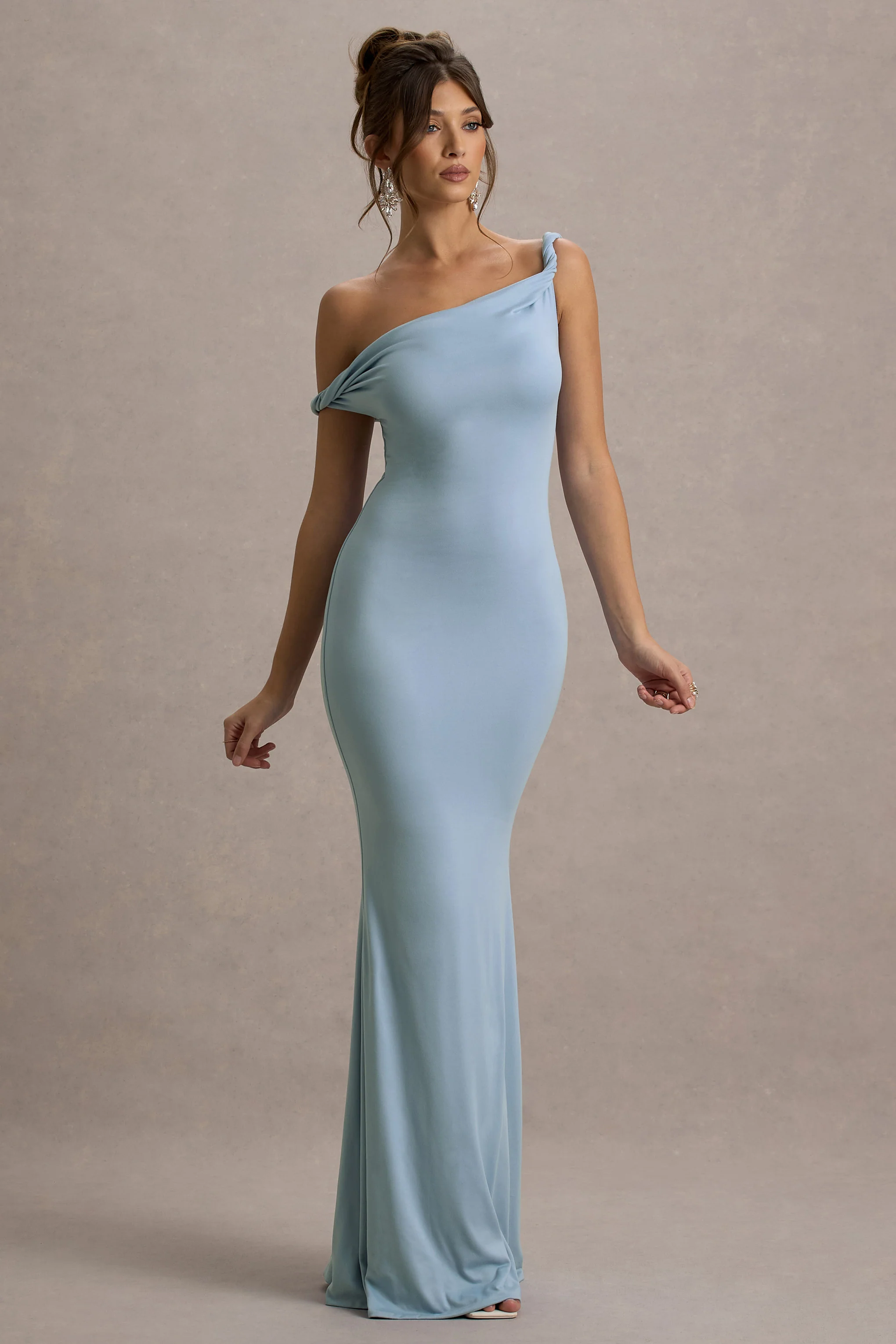 Lita | Powder Blue Twisted Asymmetric Maxi Dress - Image 5