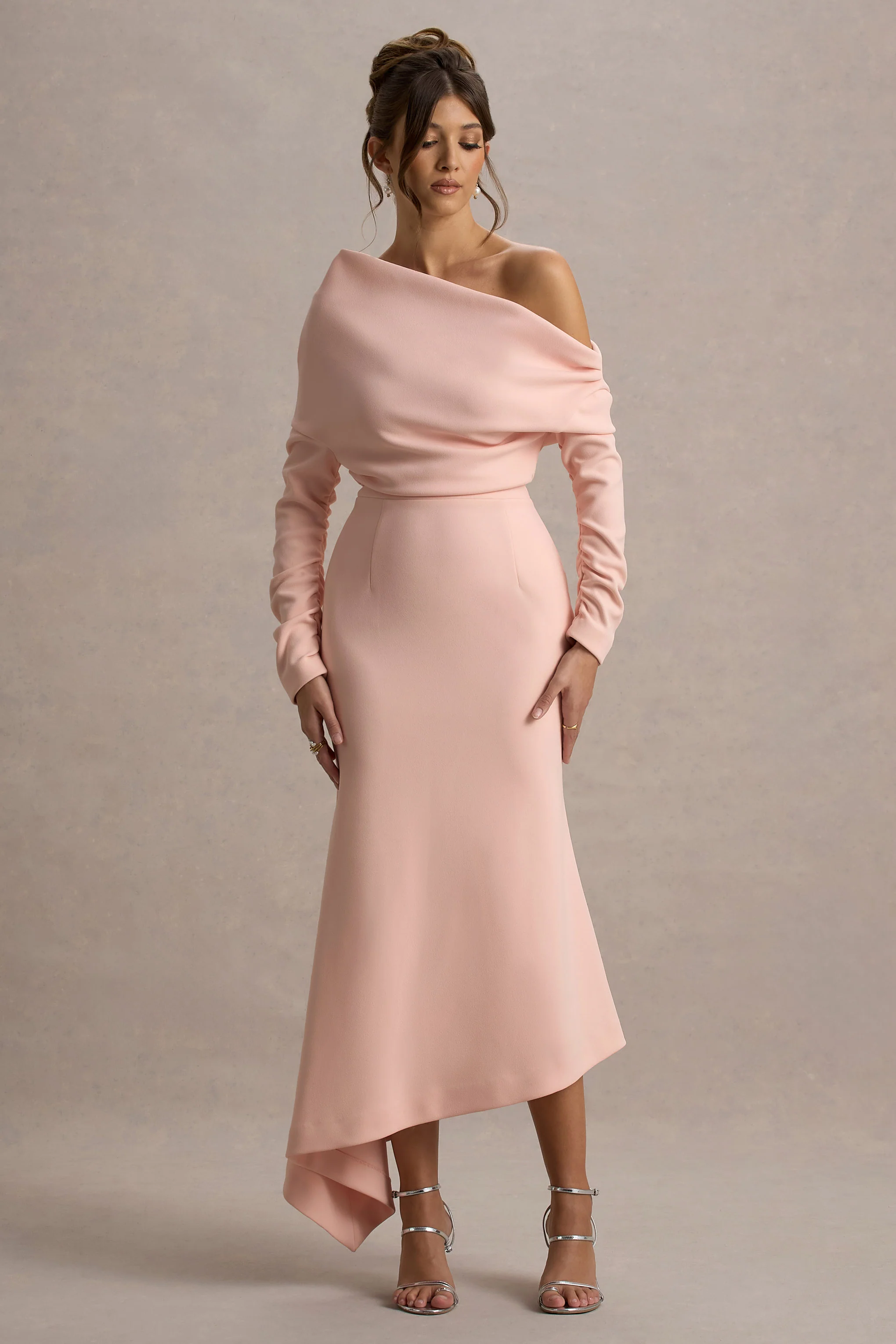 Lou | Pink One-Shoulder Asymmetric Maxi Dress - Image 4