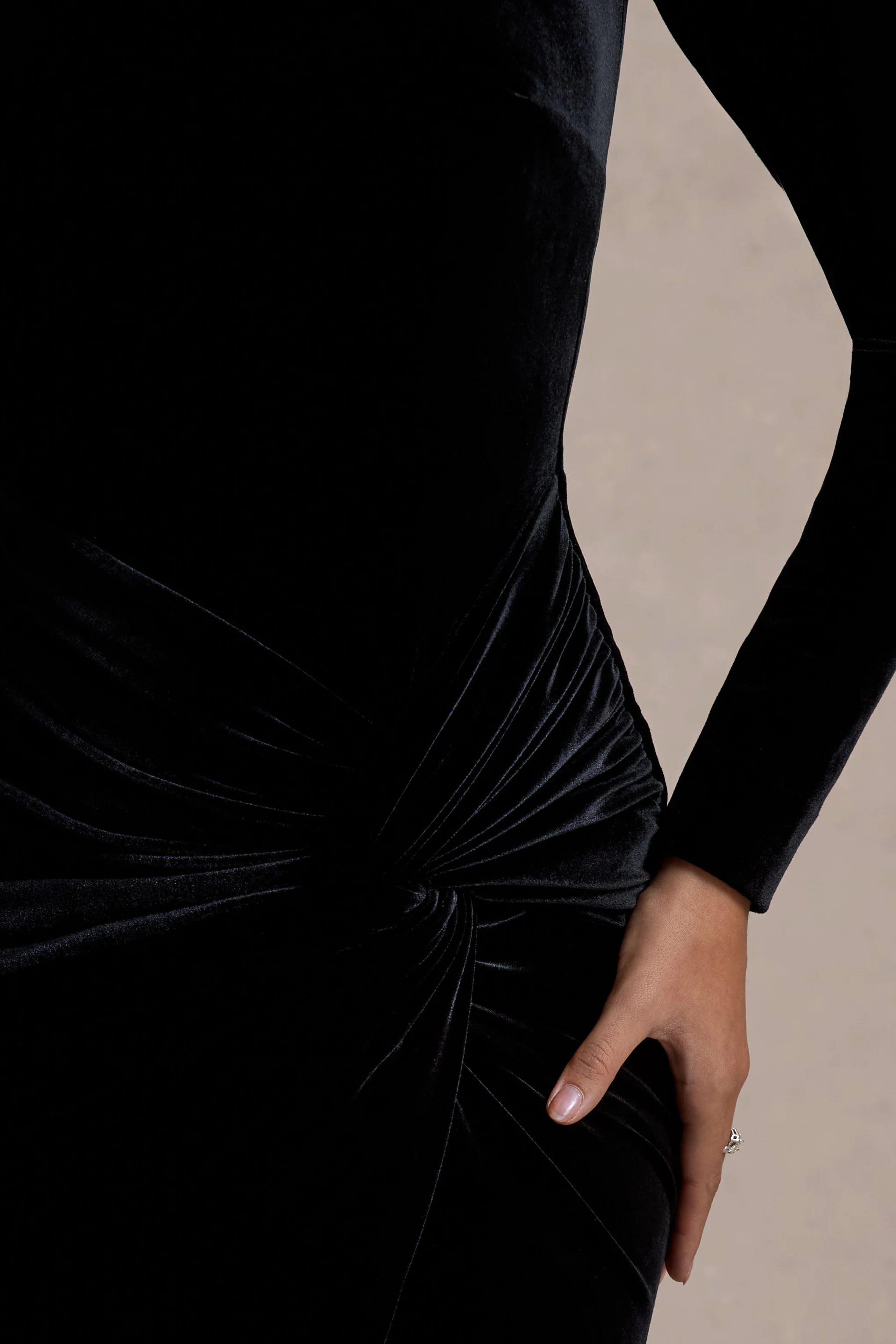 Love Lost | Black Velvet Embellished Twist Maxi Dress - Image 7