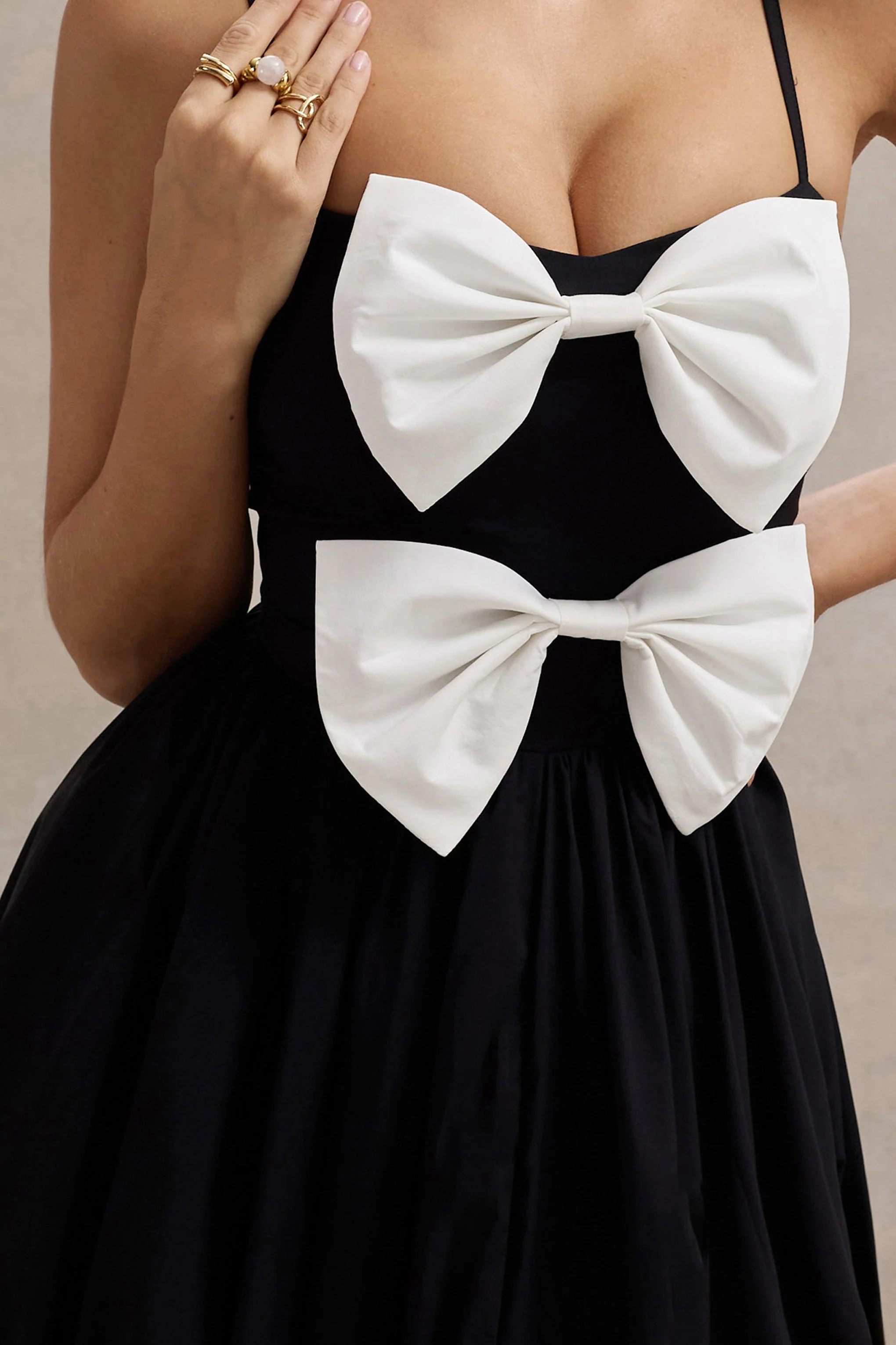 Loved Up | Black Strappy Pleated Maxi Dress With Bows - Image 5