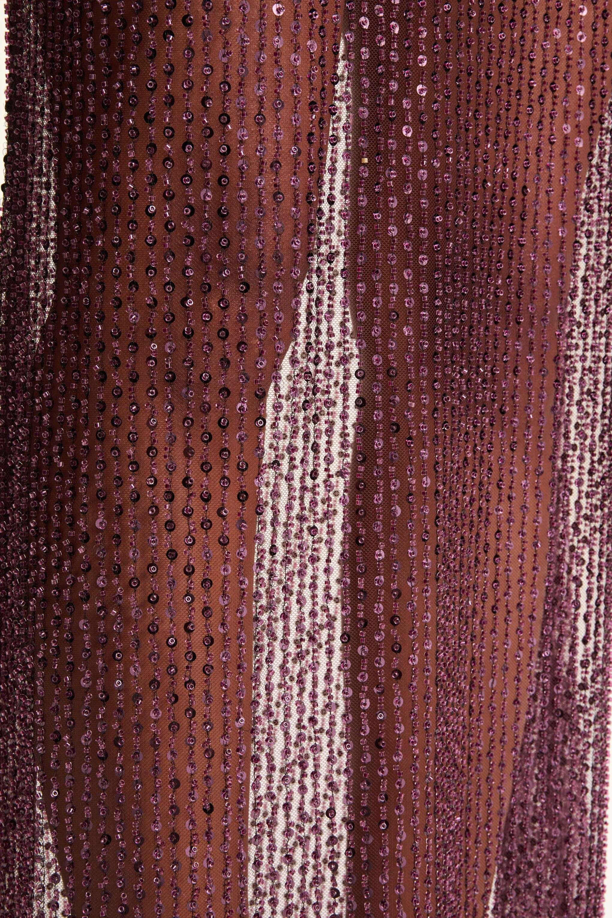 Luciana | Purple Sequin Embellished Bandeau Maxi Dress - Image 8