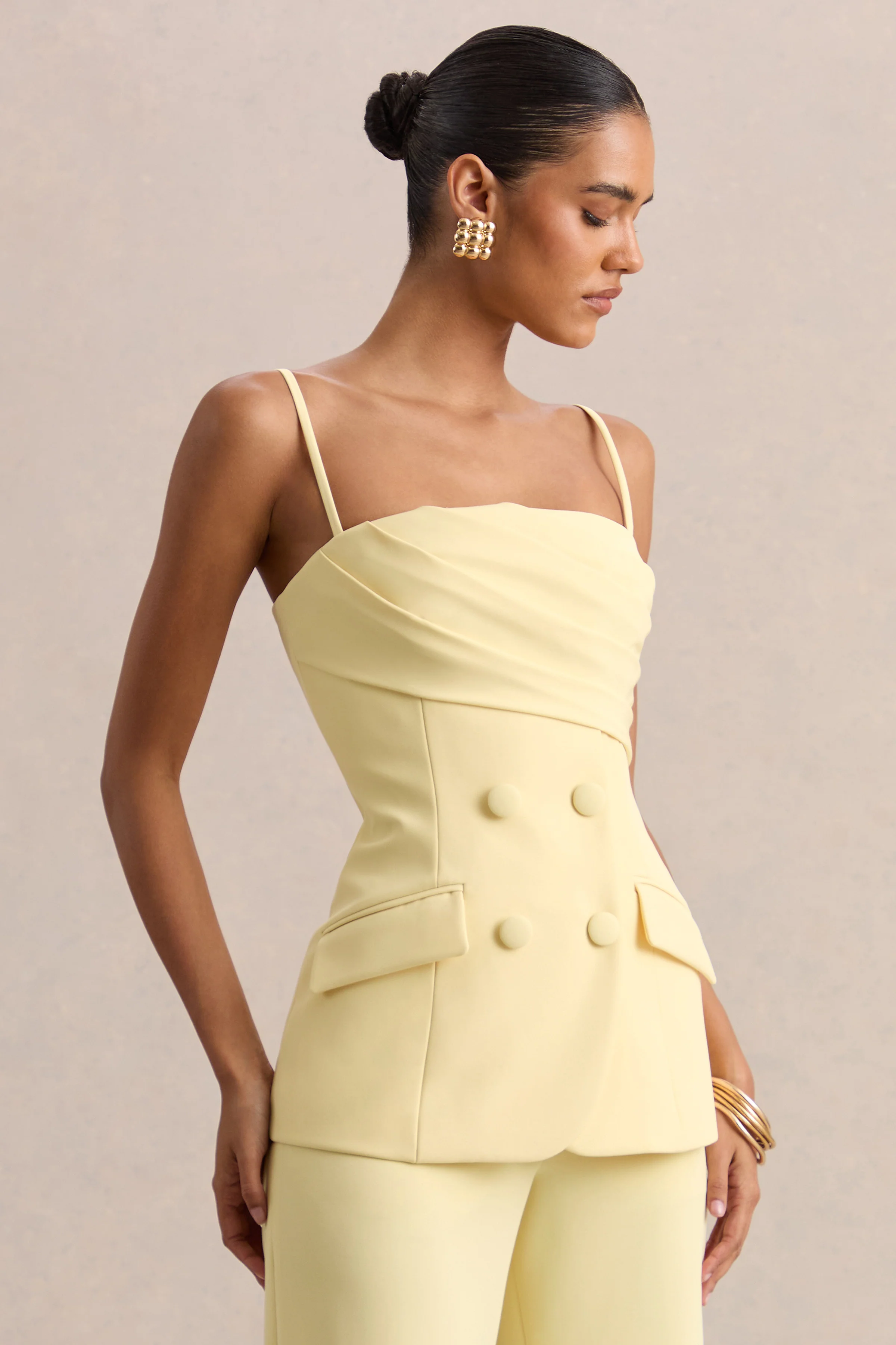 Lunivra | Lemon Square-Neck Tailored Top - Image 5