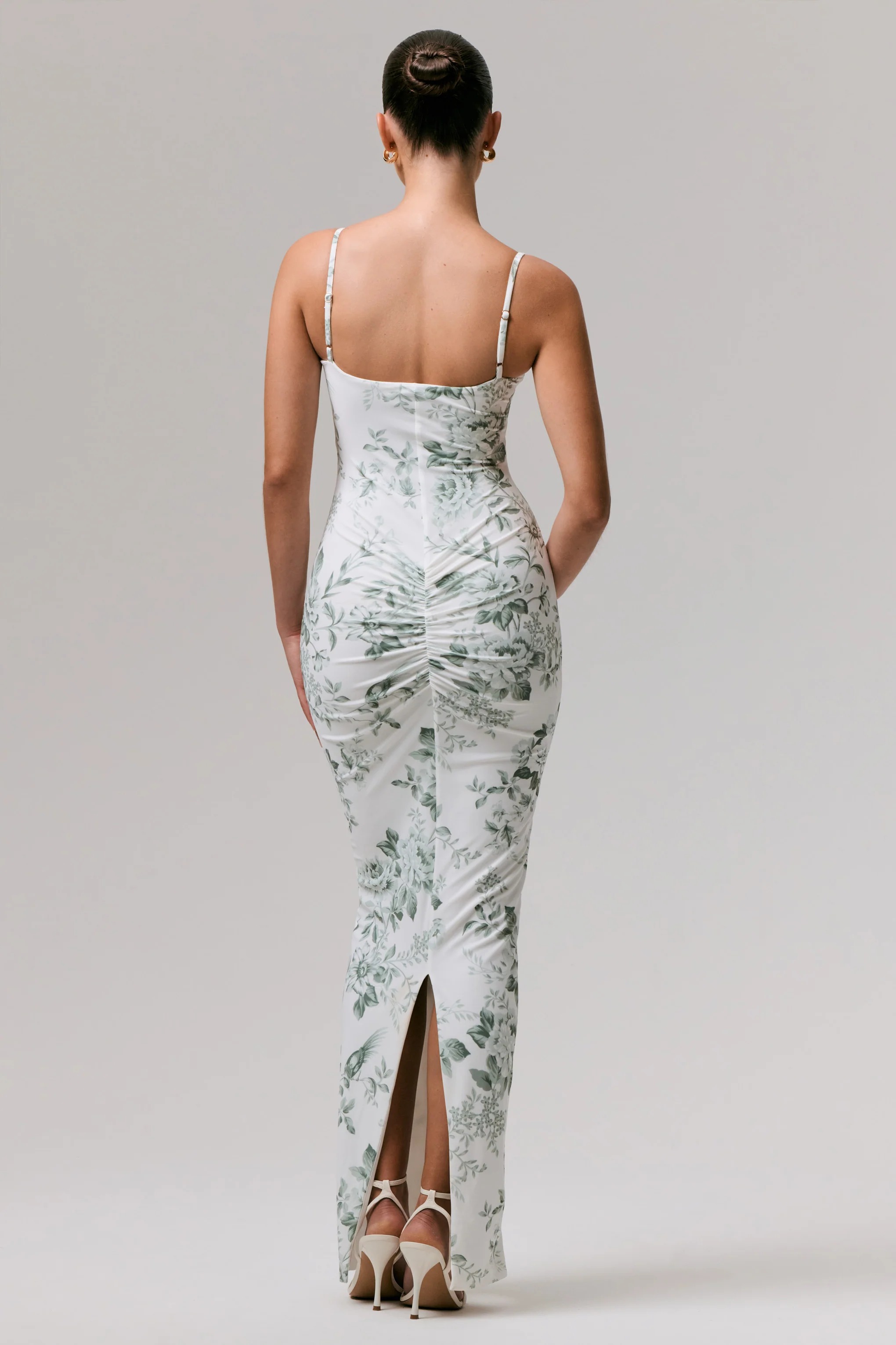 Luz | Green Porcelain Print Strappy Maxi Dress - Image 2