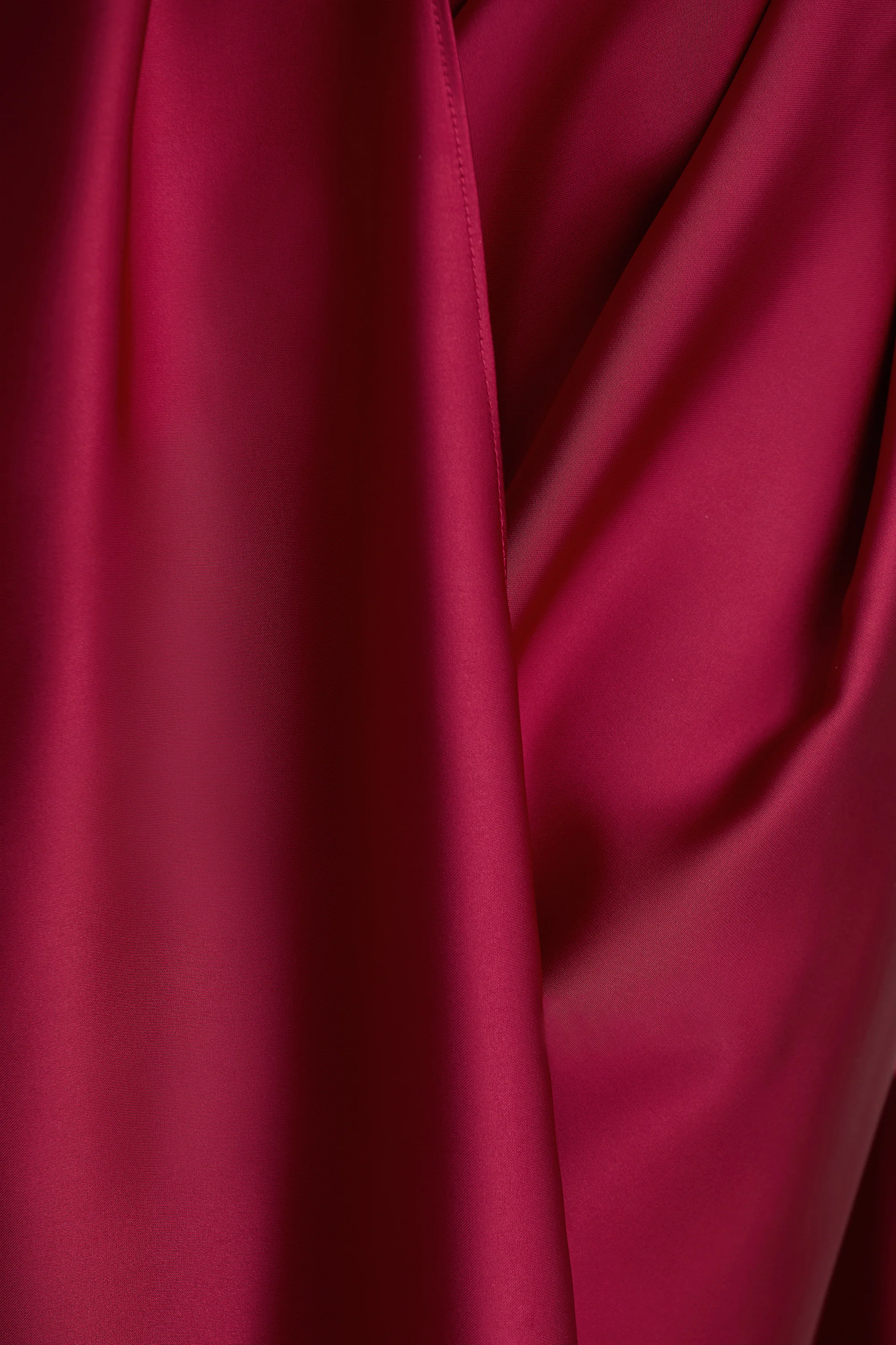 Lynette | Burgundy Satin Plunge-Neck Maxi Dress With Asymmetric Hem - Image 6