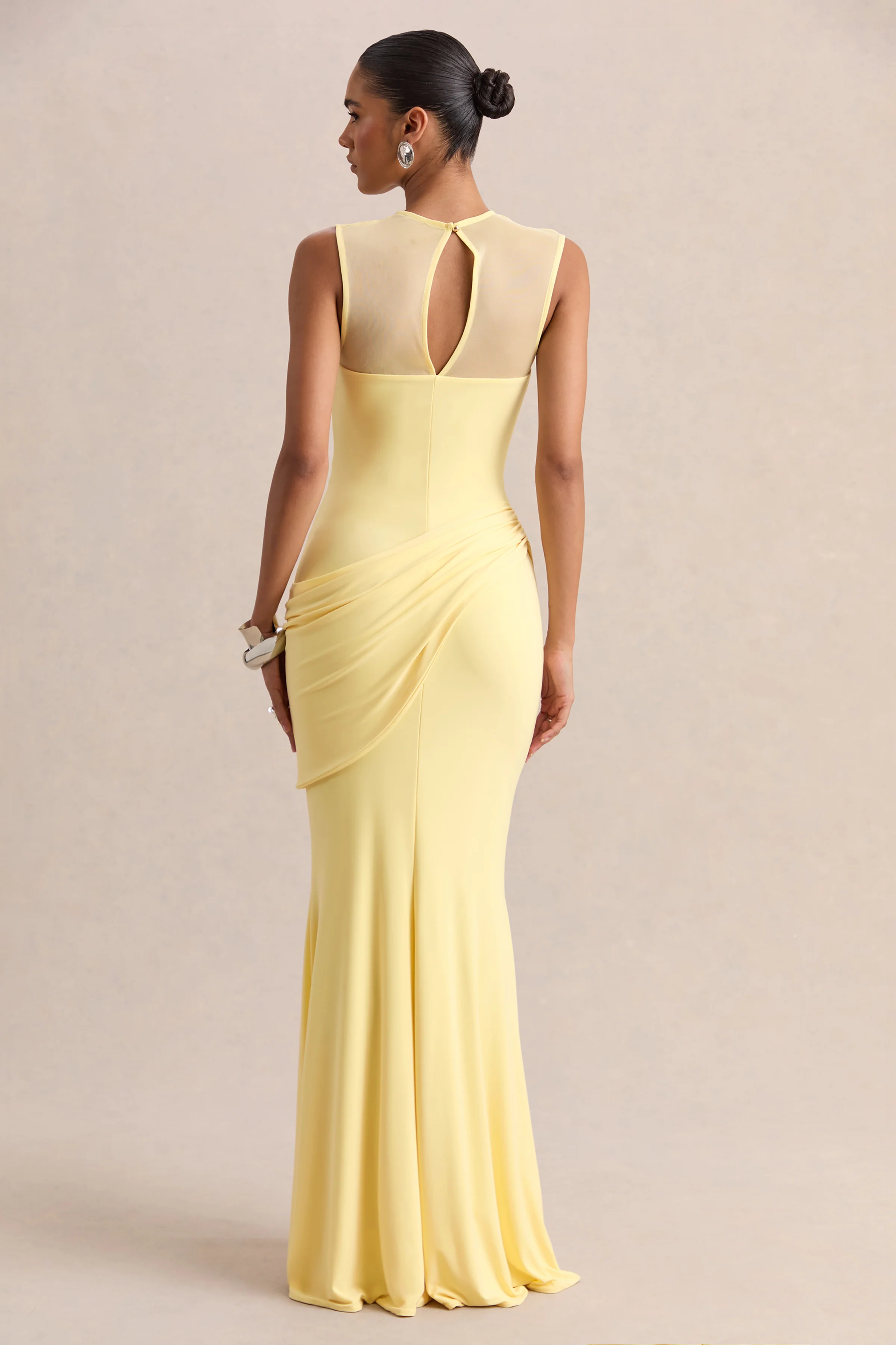 Lyssy | Lemon High-Neck Maxi Dress With Mesh-Detail - Image 2