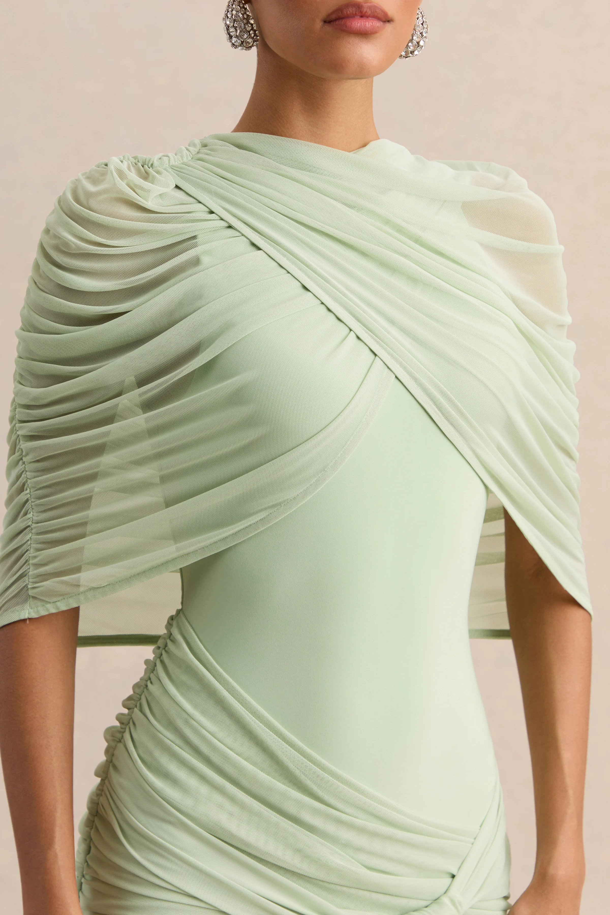 Magoria | Mint Mesh Round-Neck Cape - Image 3