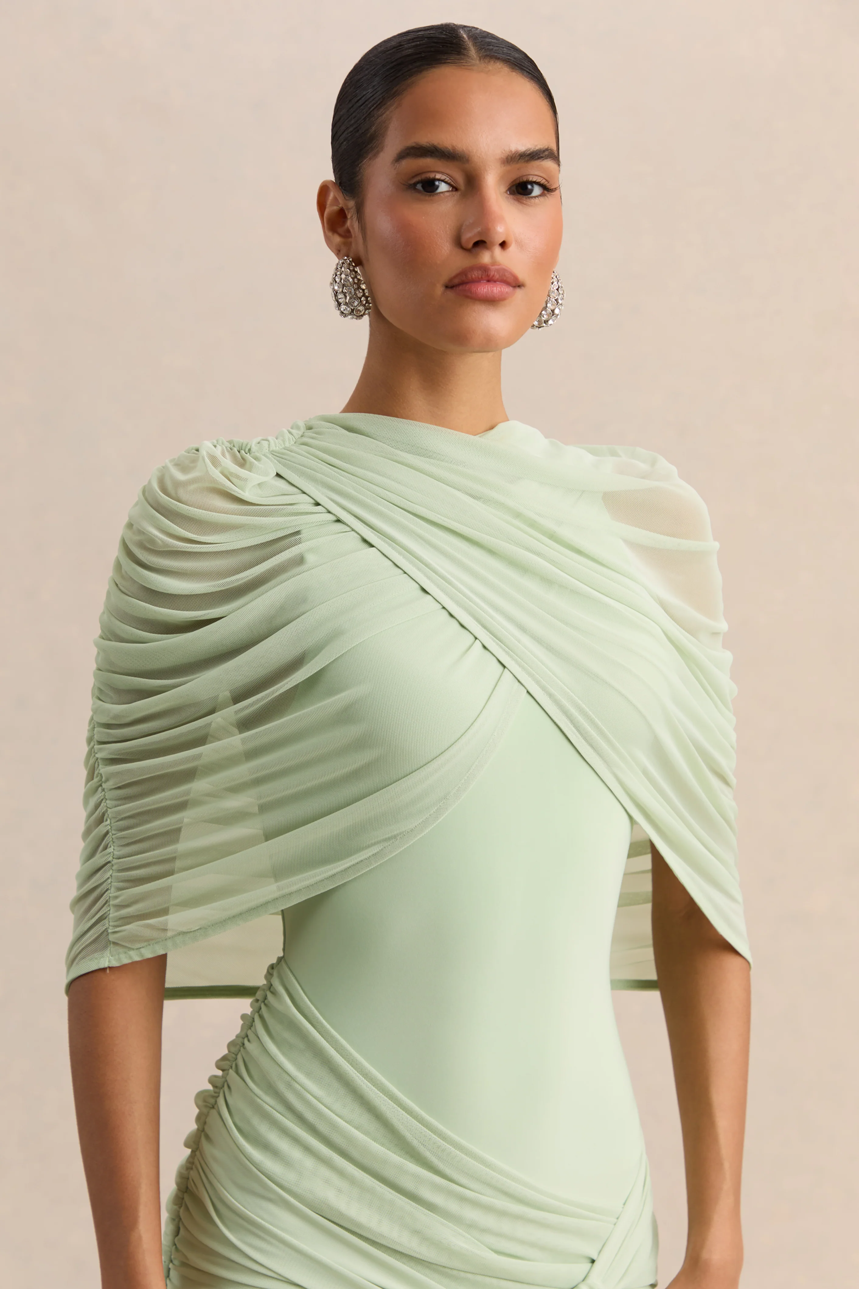 Magoria | Mint Mesh Round-Neck Cape - Image 4