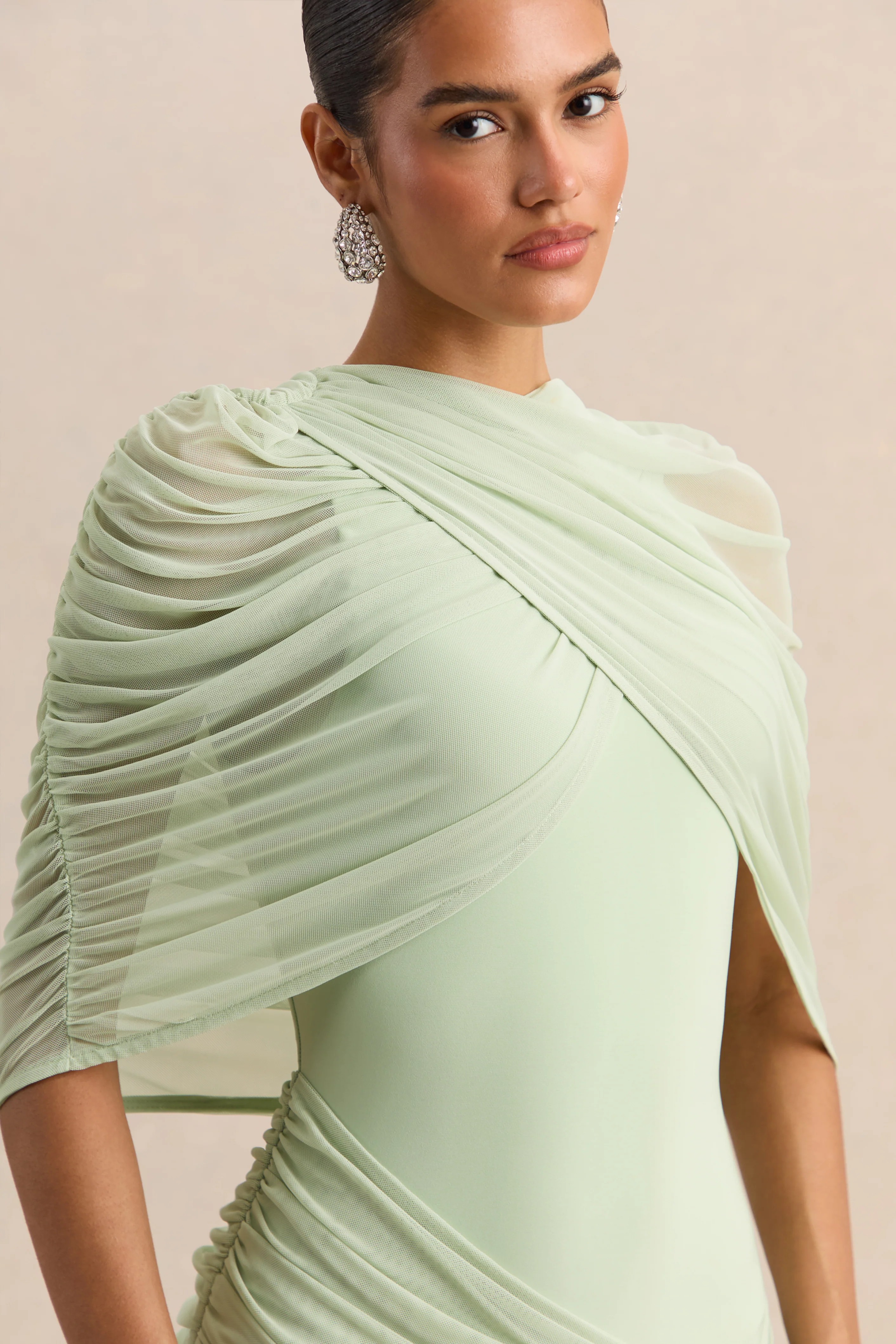 Magoria | Mint Mesh Round-Neck Cape - Image 5