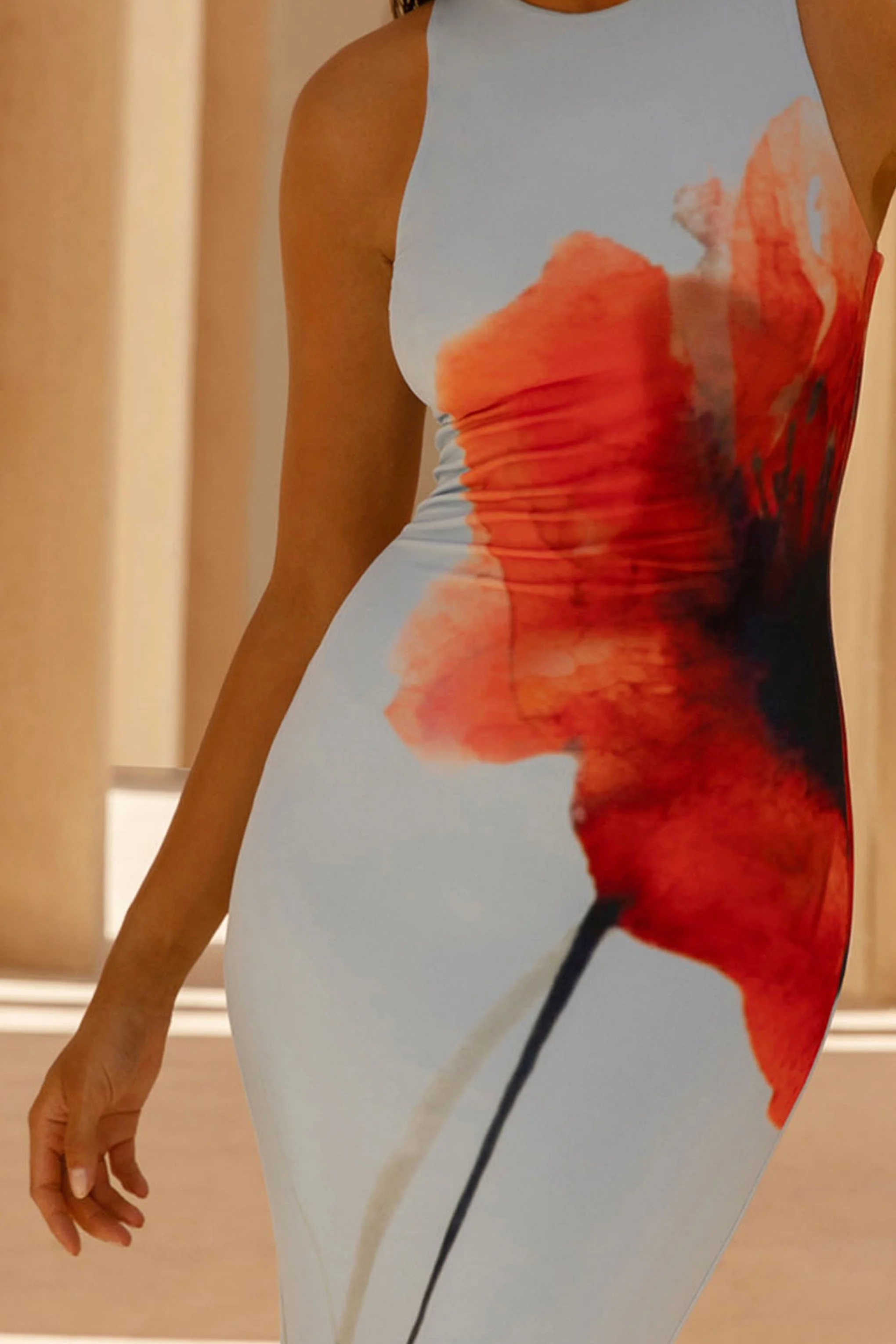 Marlo | Powder Blue Poppy Print Maxi Dress - Image 6