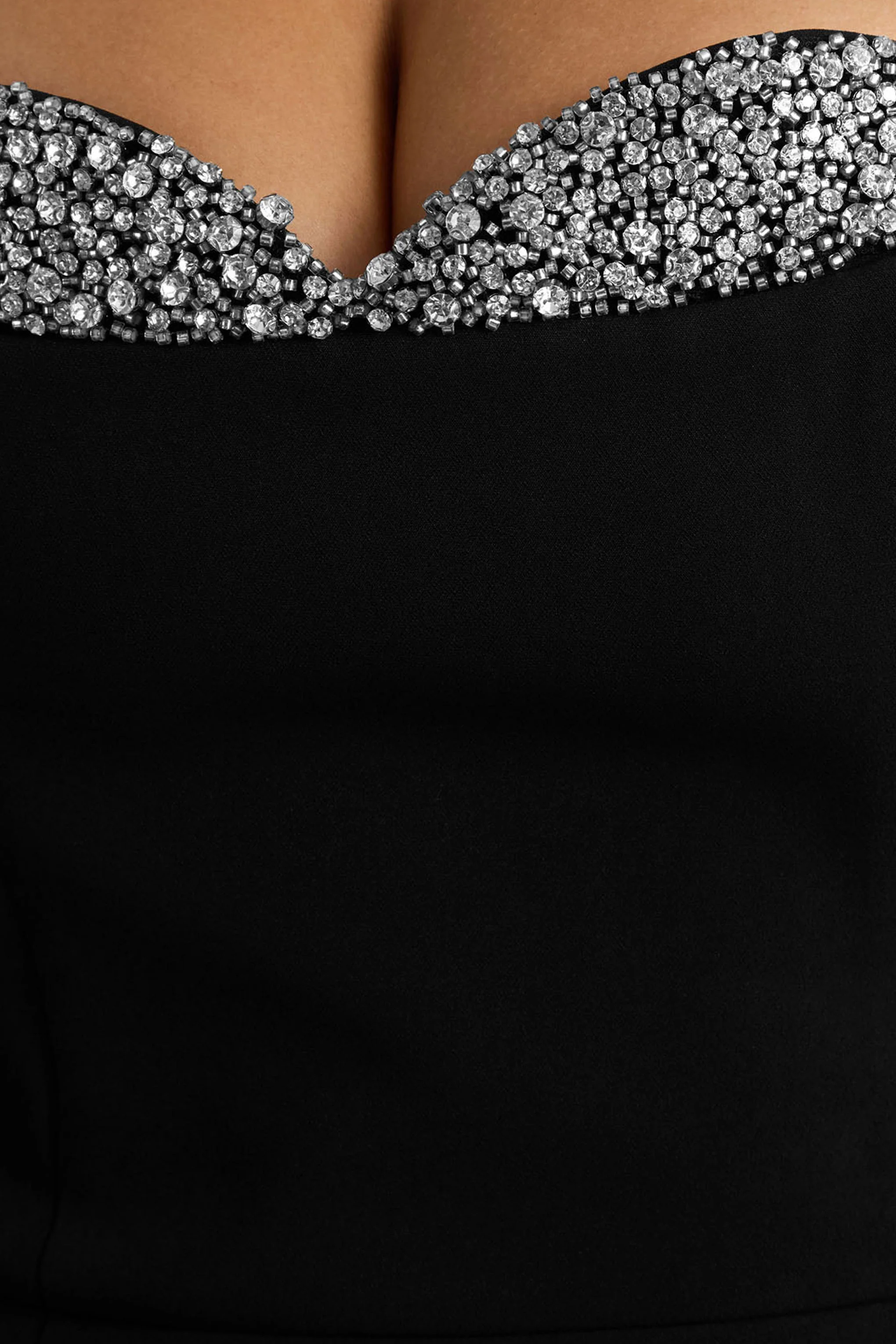Martha | Black Embellished Sweetheart-Neck Mini Dress - Image 5