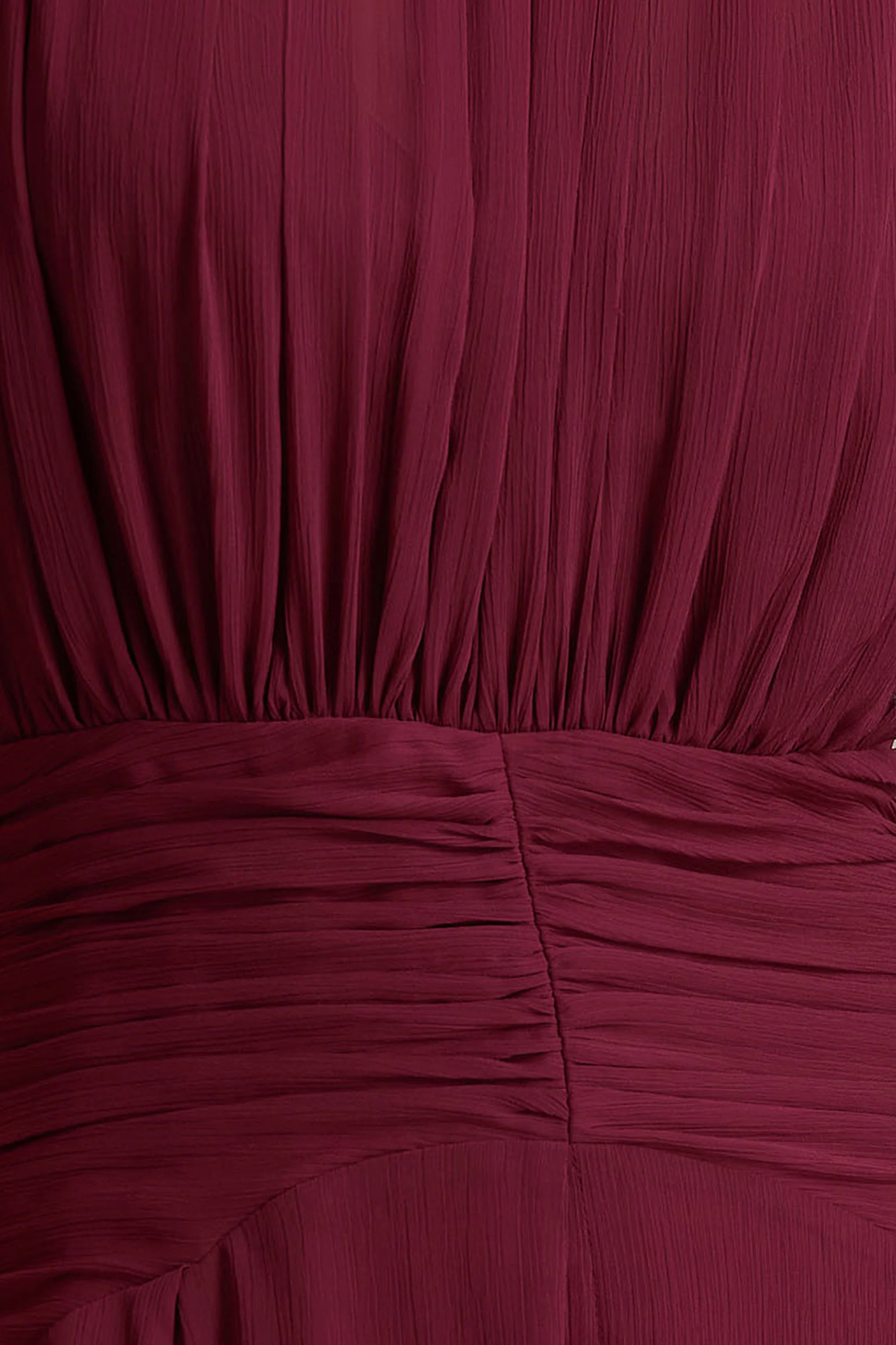 Melanina | Burgundy High-Neck Maxi Dress With Ruched Detailing - Image 6