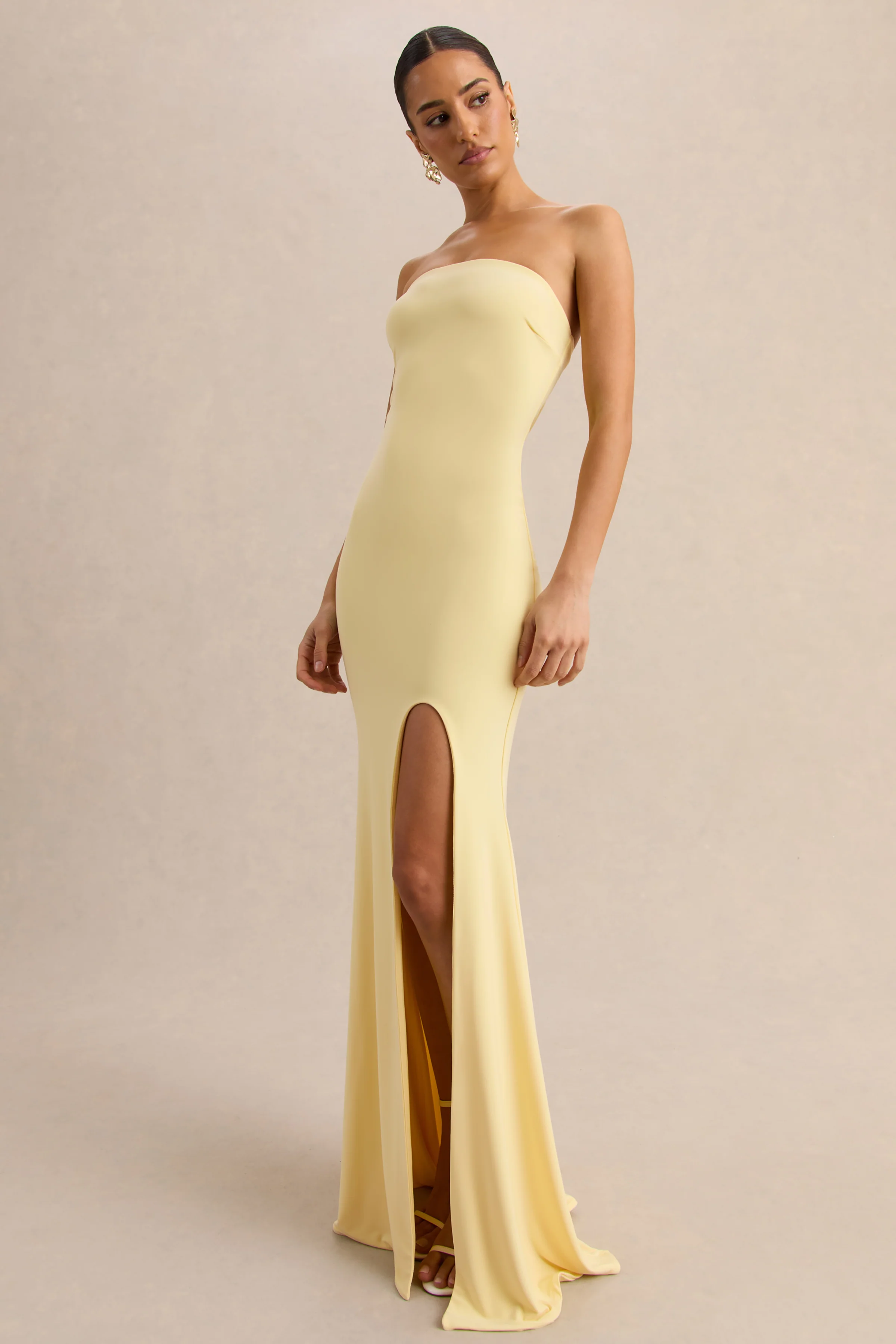 Melva | Lemon Bandeau Maxi Dress - Image 4