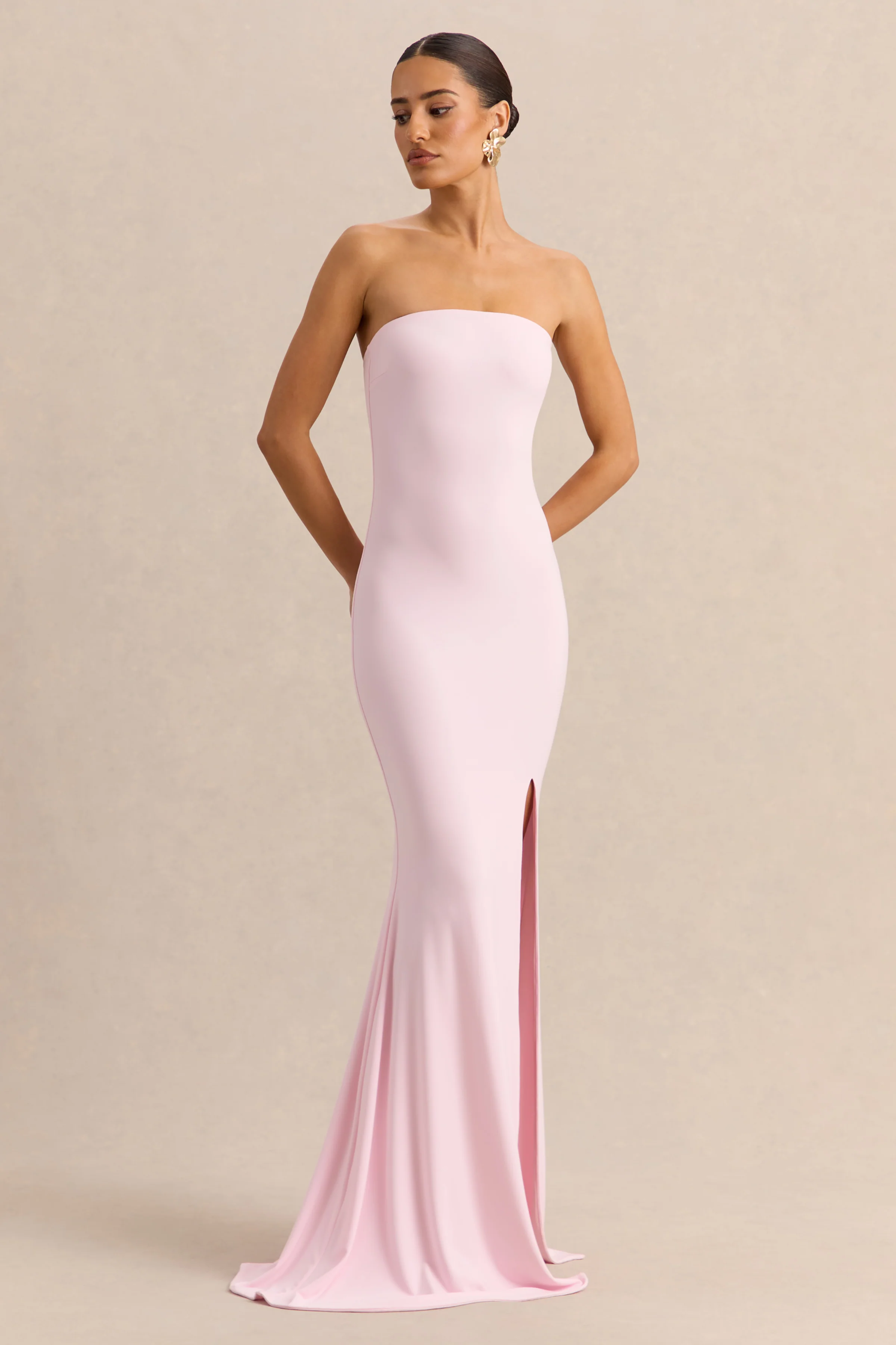 Melva | Light Pink Bandeau Maxi Dress - Image 3