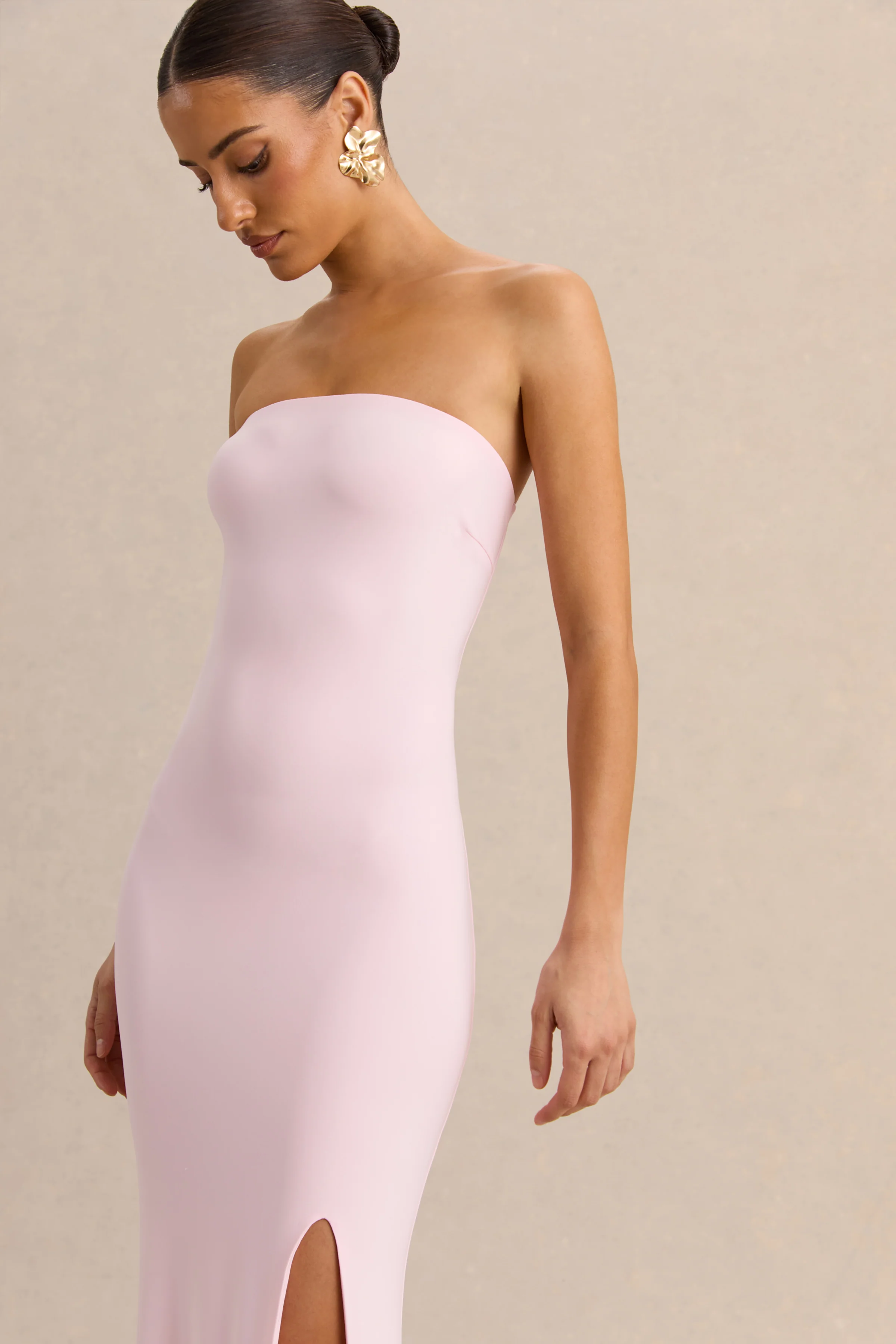 Melva | Light Pink Bandeau Maxi Dress - Image 4
