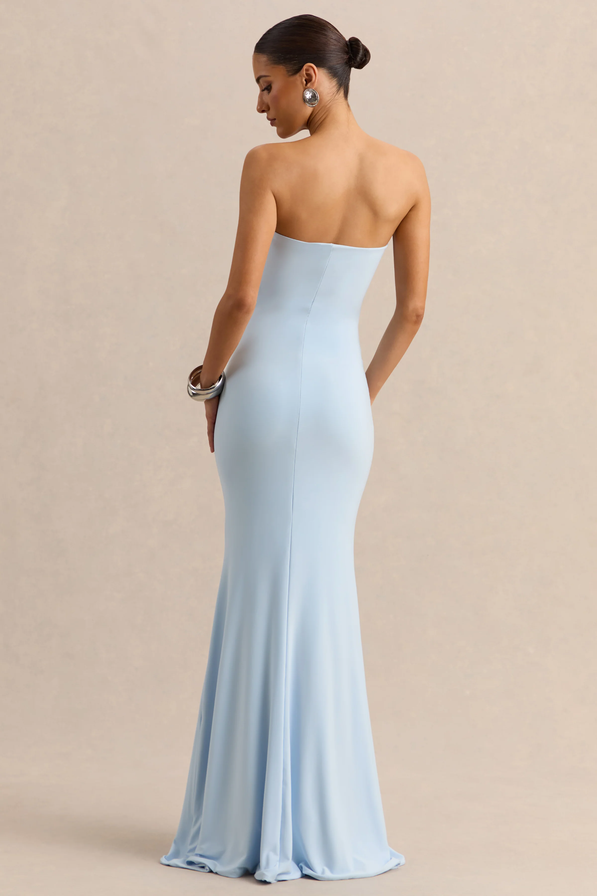 Melva | Powder Blue Bandeau Maxi Dress - Image 2