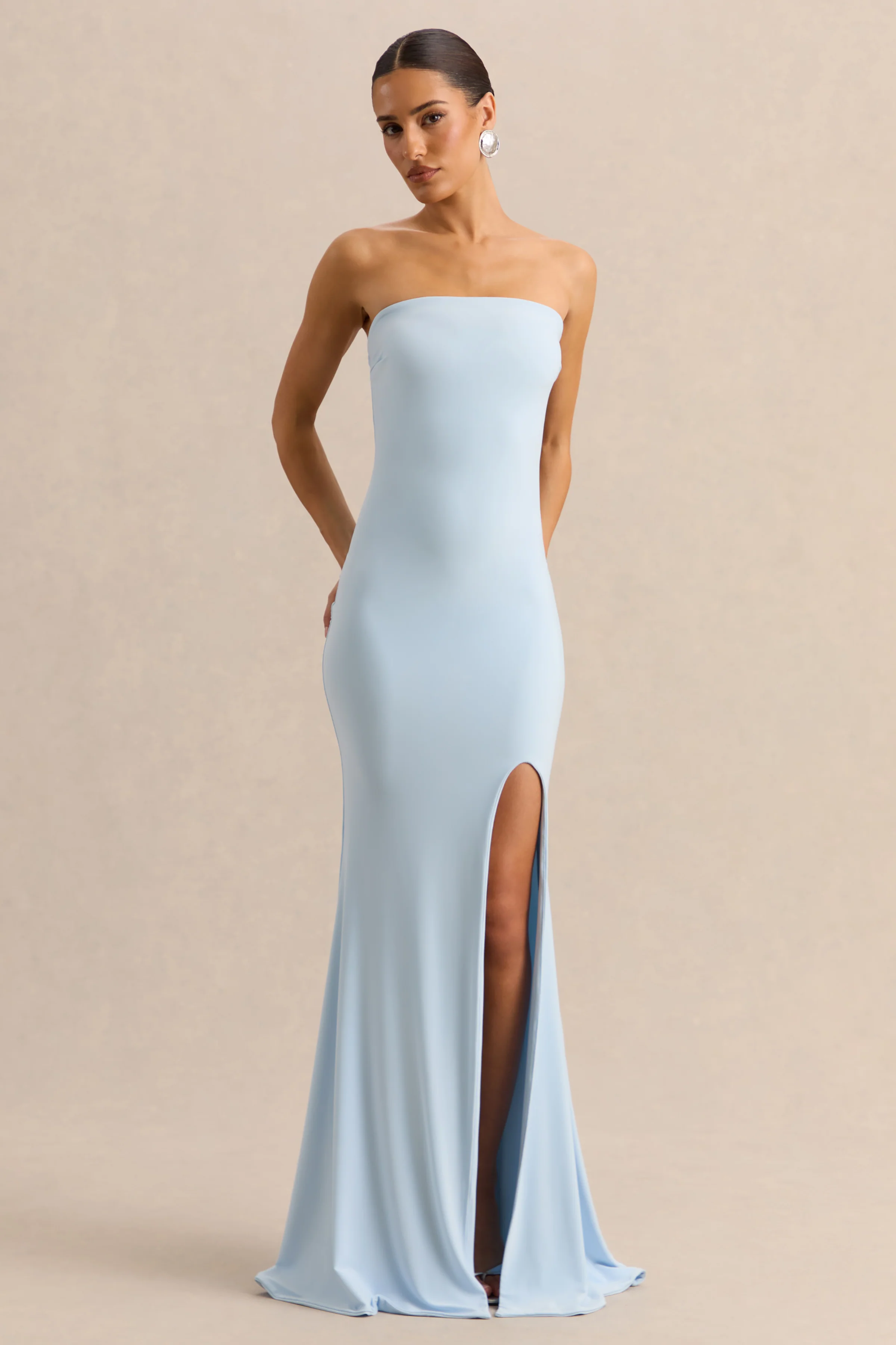 Melva | Powder Blue Bandeau Maxi Dress - Image 6