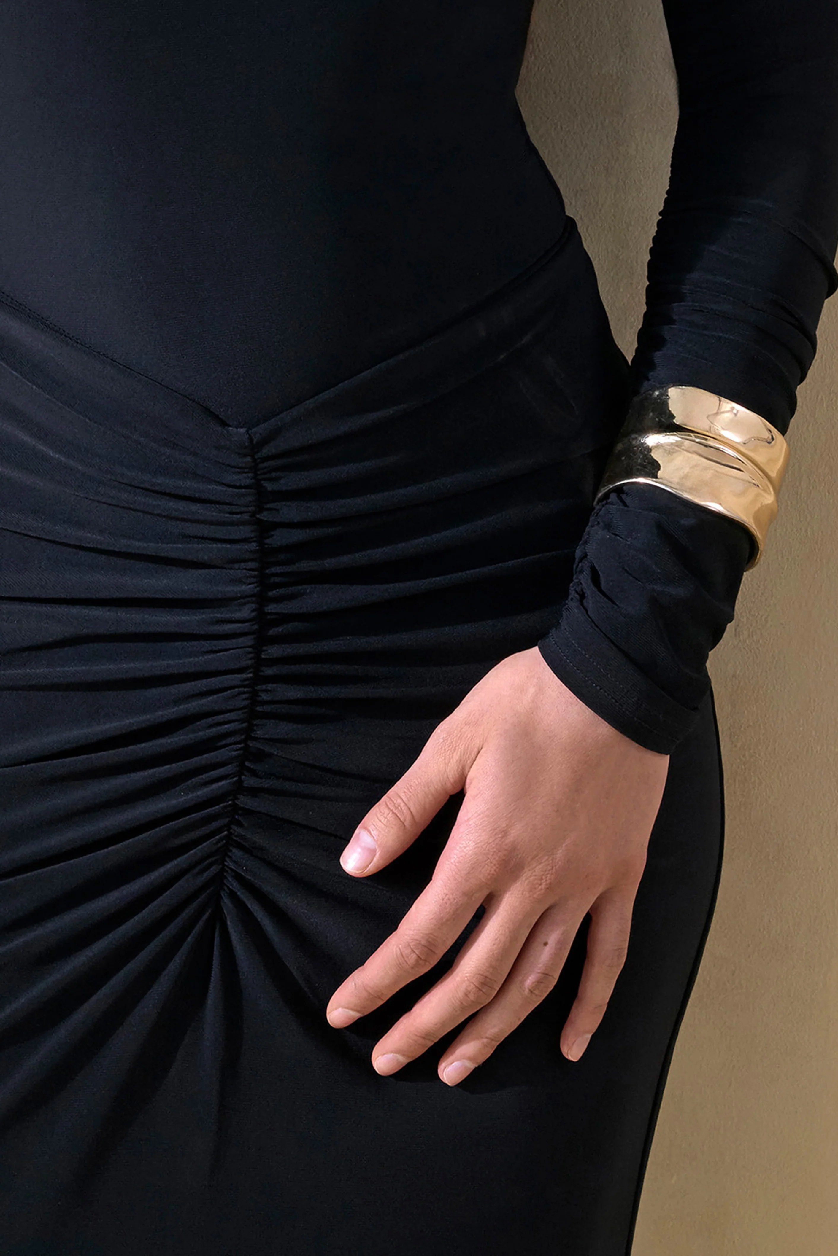Micaela | Black Ruched Maxi Skirt - Image 7